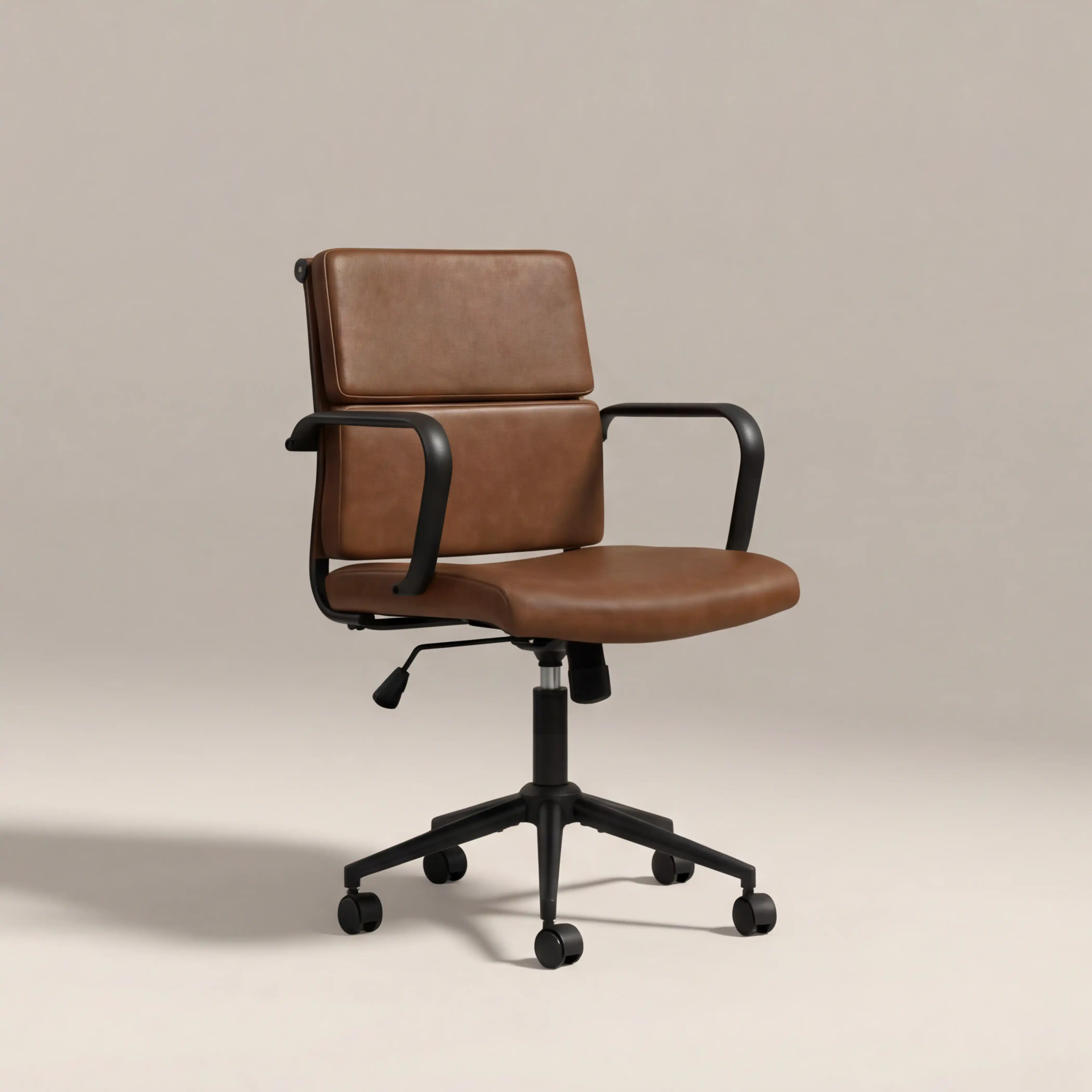 Mae Office Chair | Vintage Tan Faux Leather & Black - Image 2