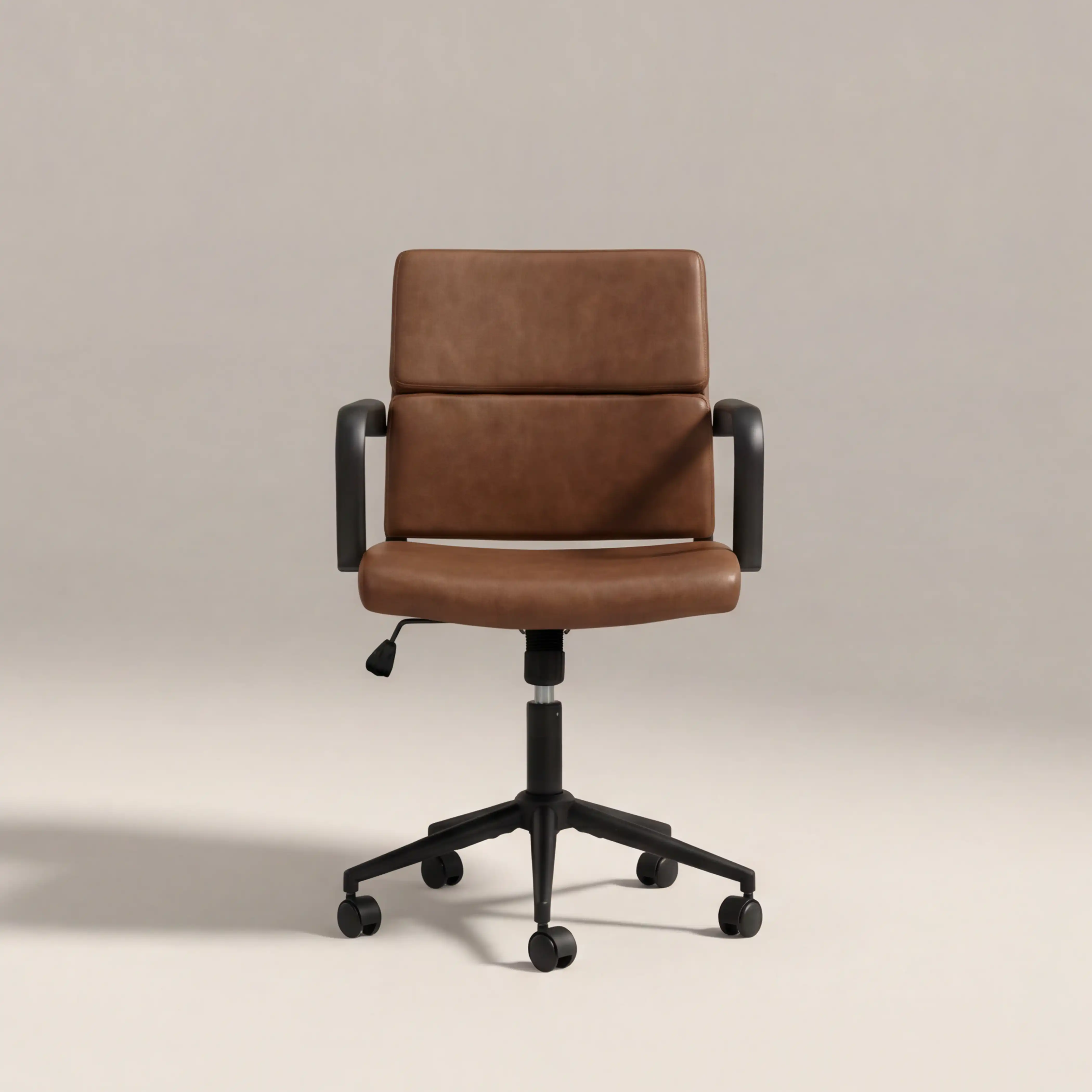 Mae Office Chair | Vintage Tan Faux Leather & Black - Image 4