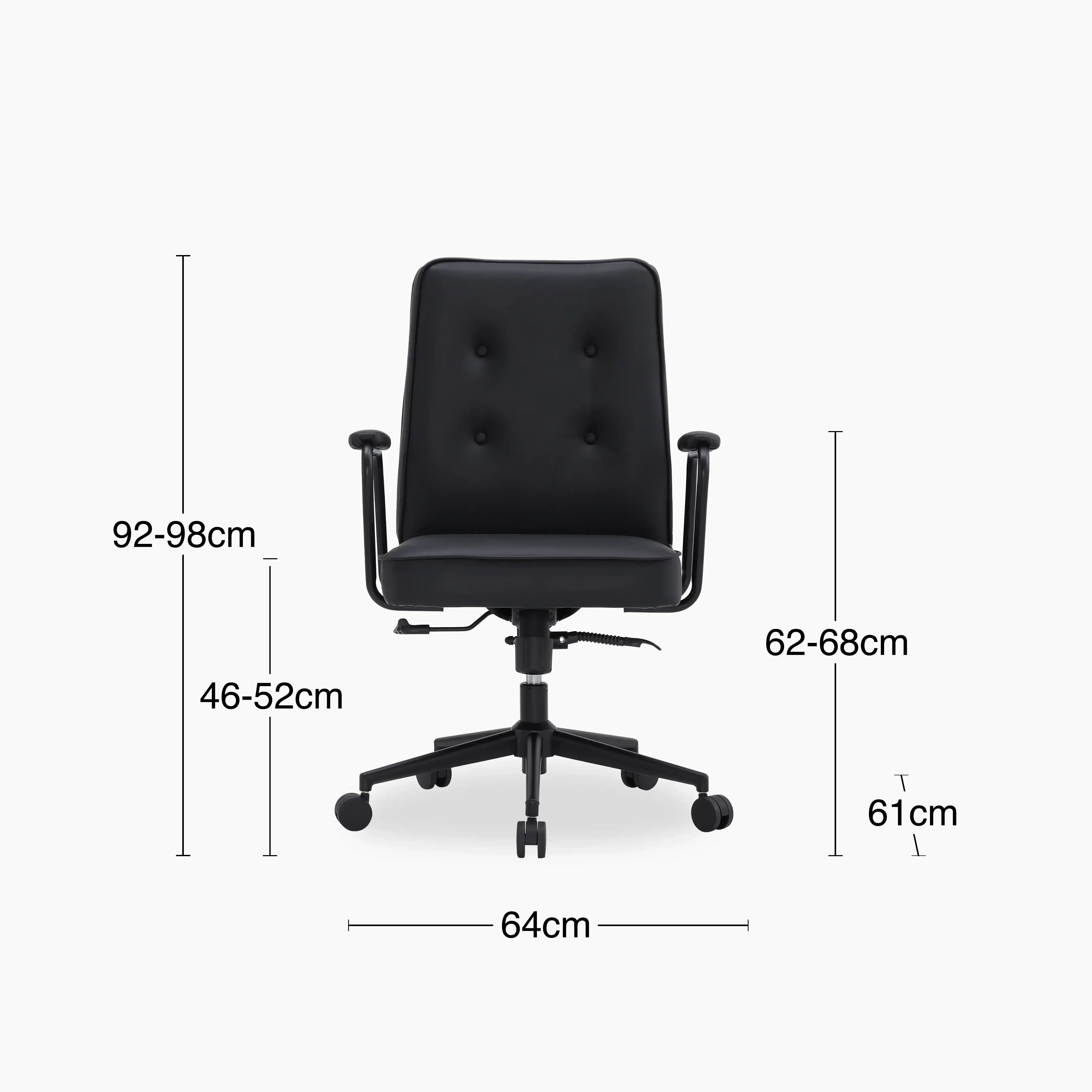 Maize Office Chair | Vintage Black Faux Leather & Black - Image 7
