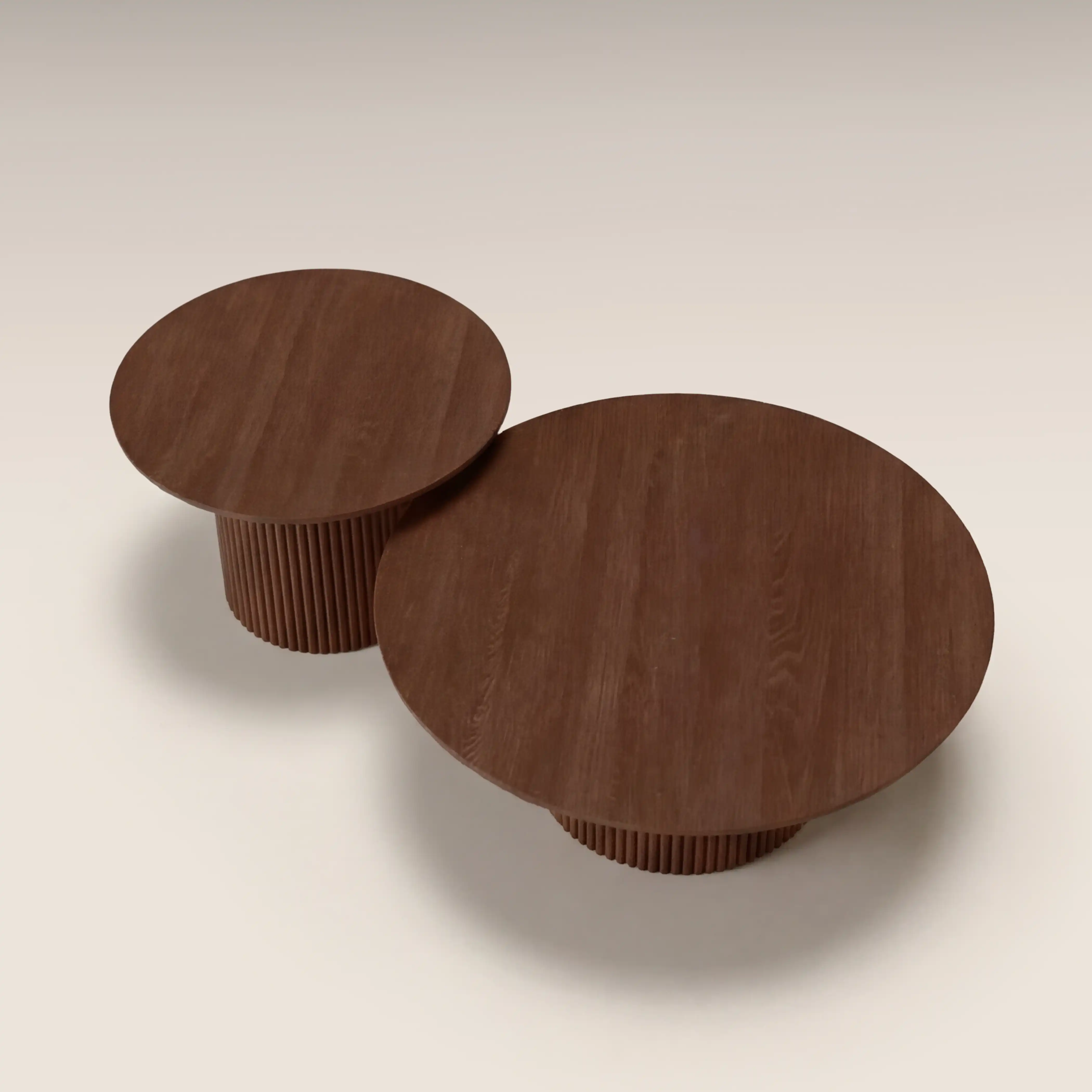 Marcel Set of 2 Round Wooden Coffee Tables | Walnut - Image 4