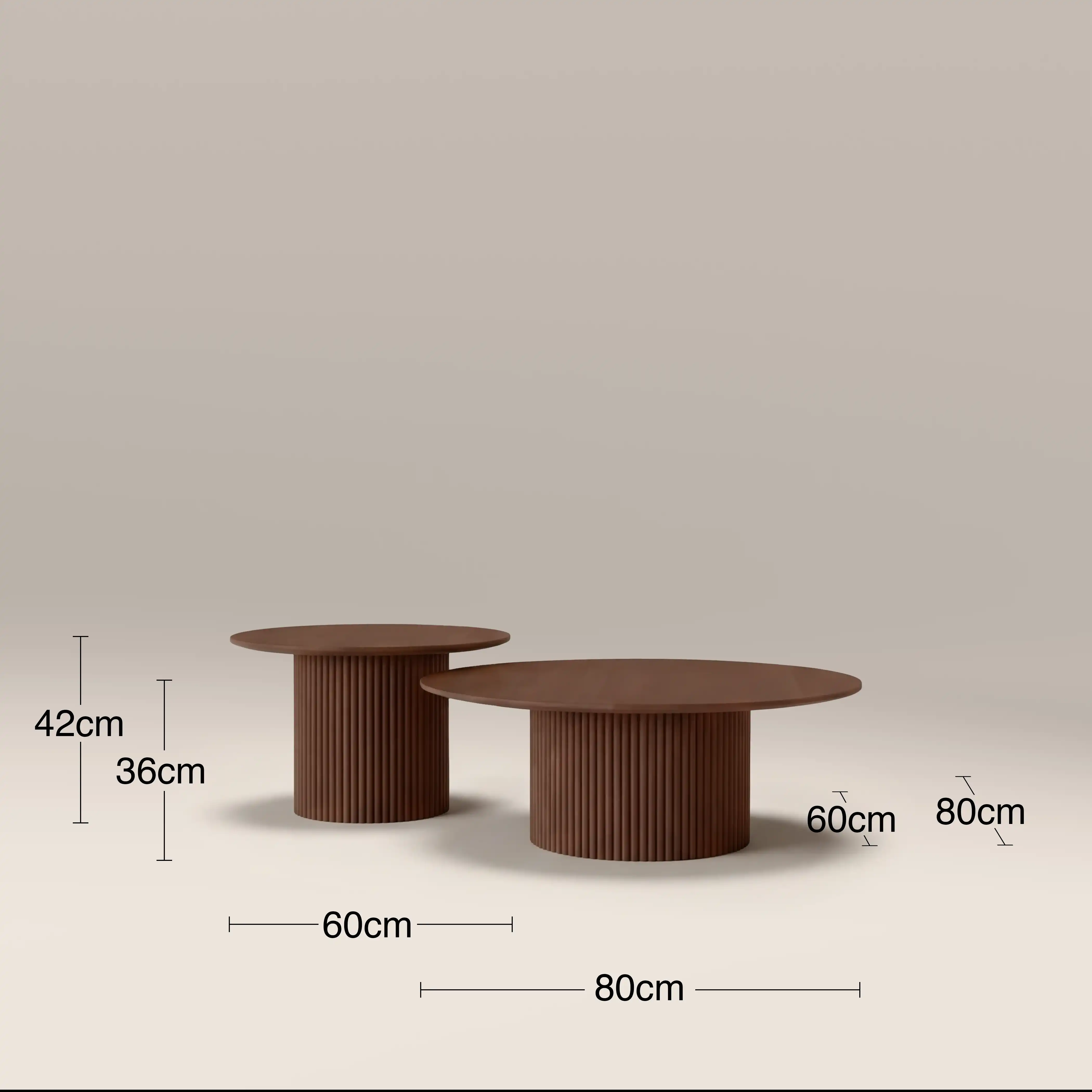 Marcel Set of 2 Round Wooden Coffee Tables | Walnut - Image 6