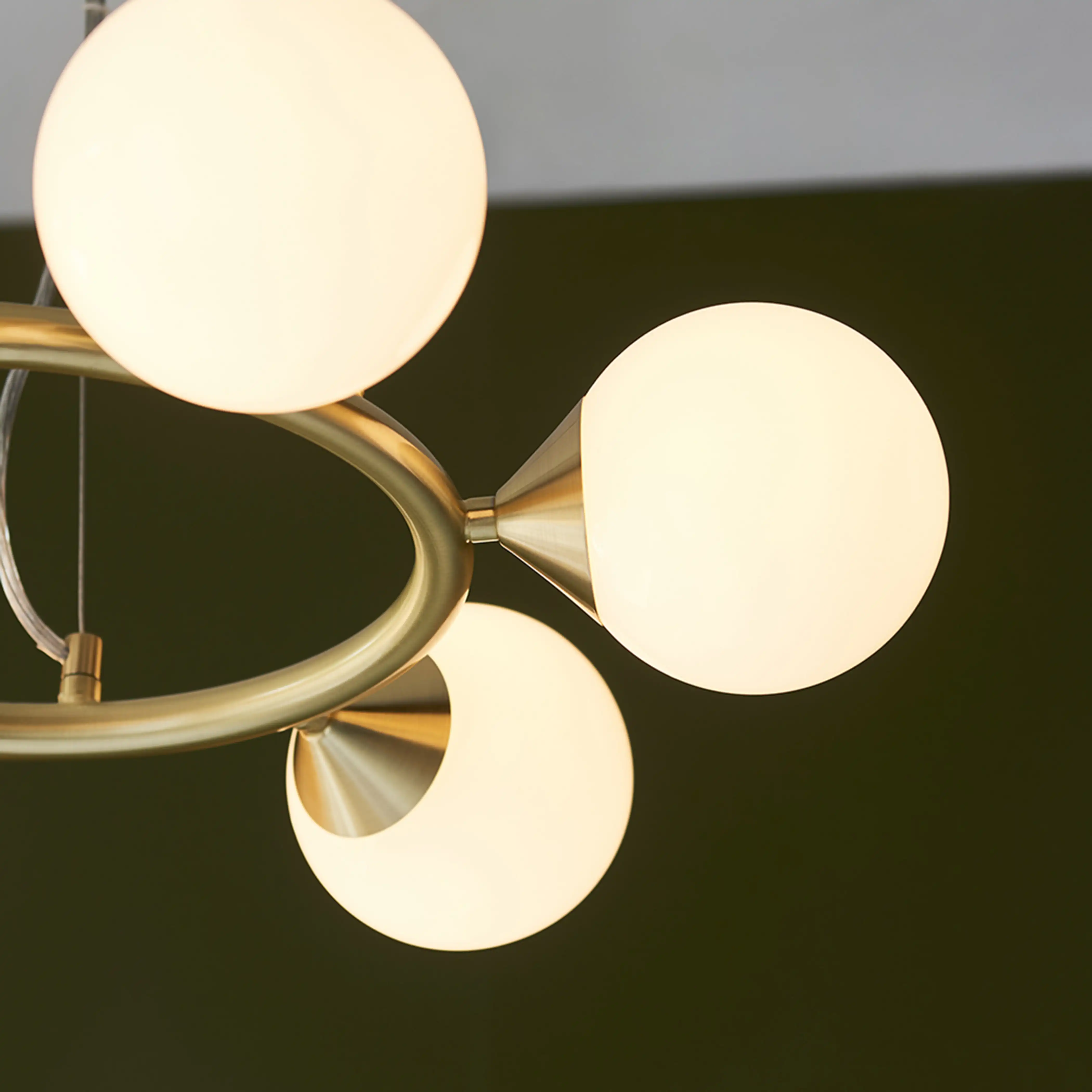 Margot 6 Light Pendant Light | Opal & Brass - Image 5