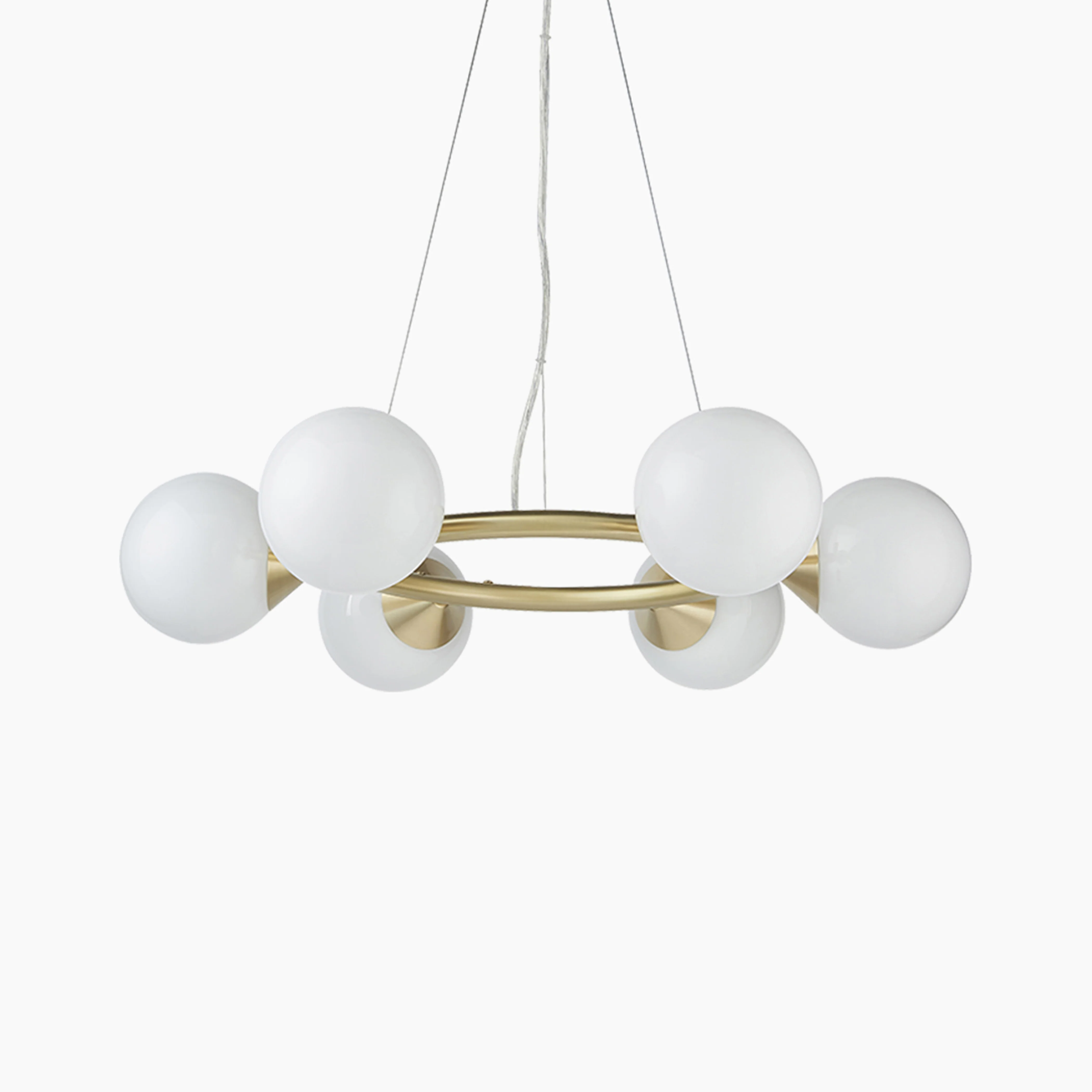 Margot 6 Light Pendant Light | Opal & Brass - Image 7