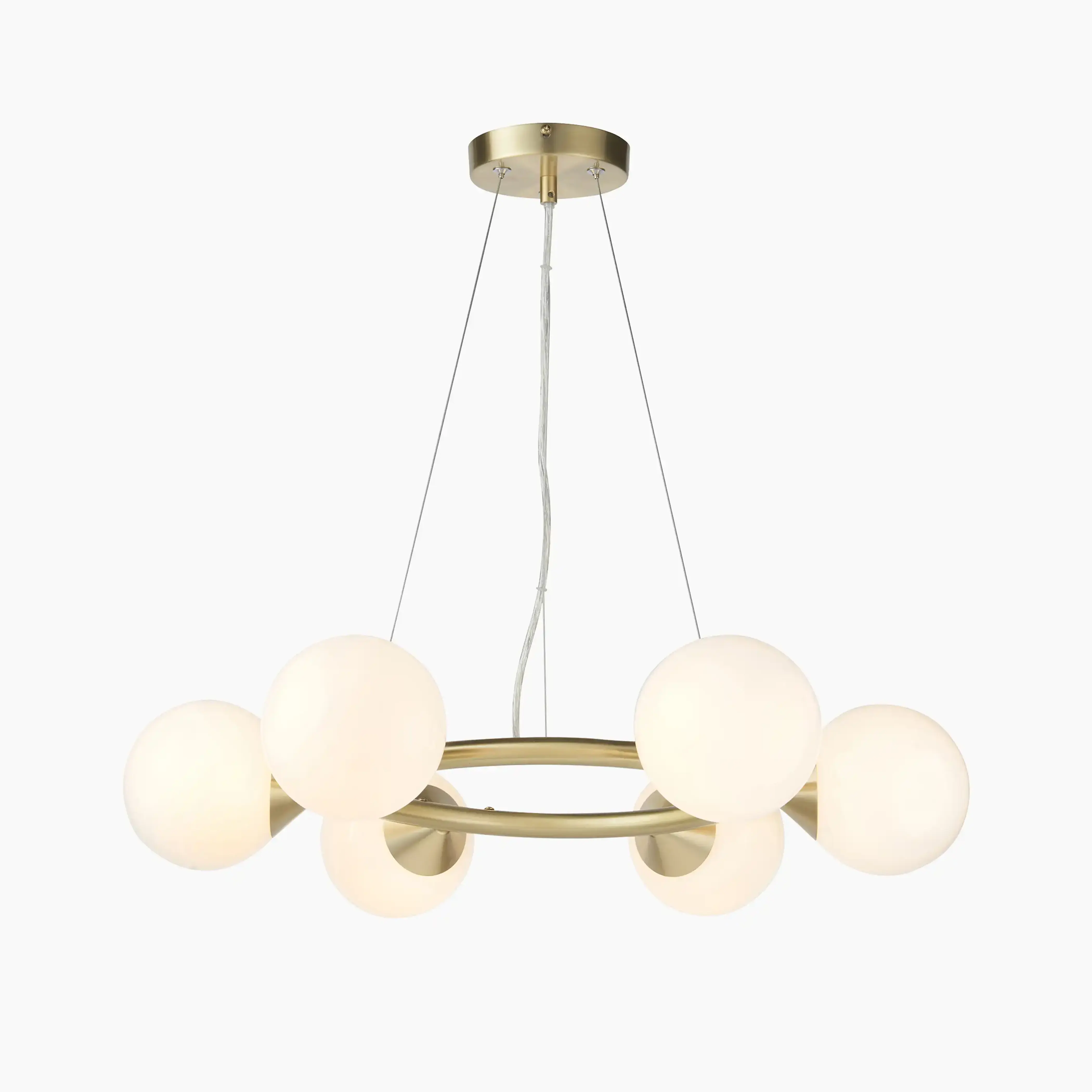Margot 6 Light Pendant Light | Opal & Brass - Image 8