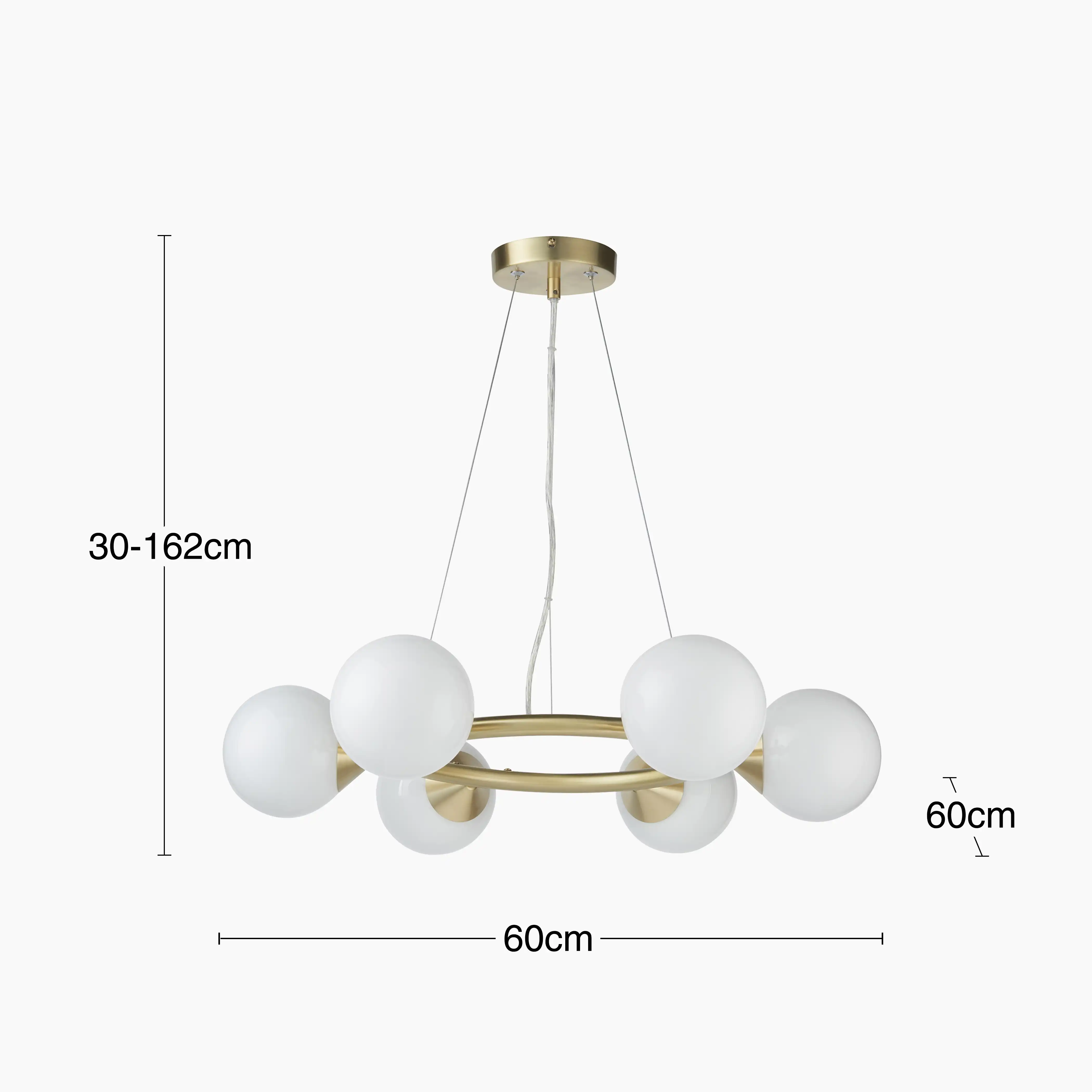 Margot 6 Light Pendant Light | Opal & Brass - Image 9
