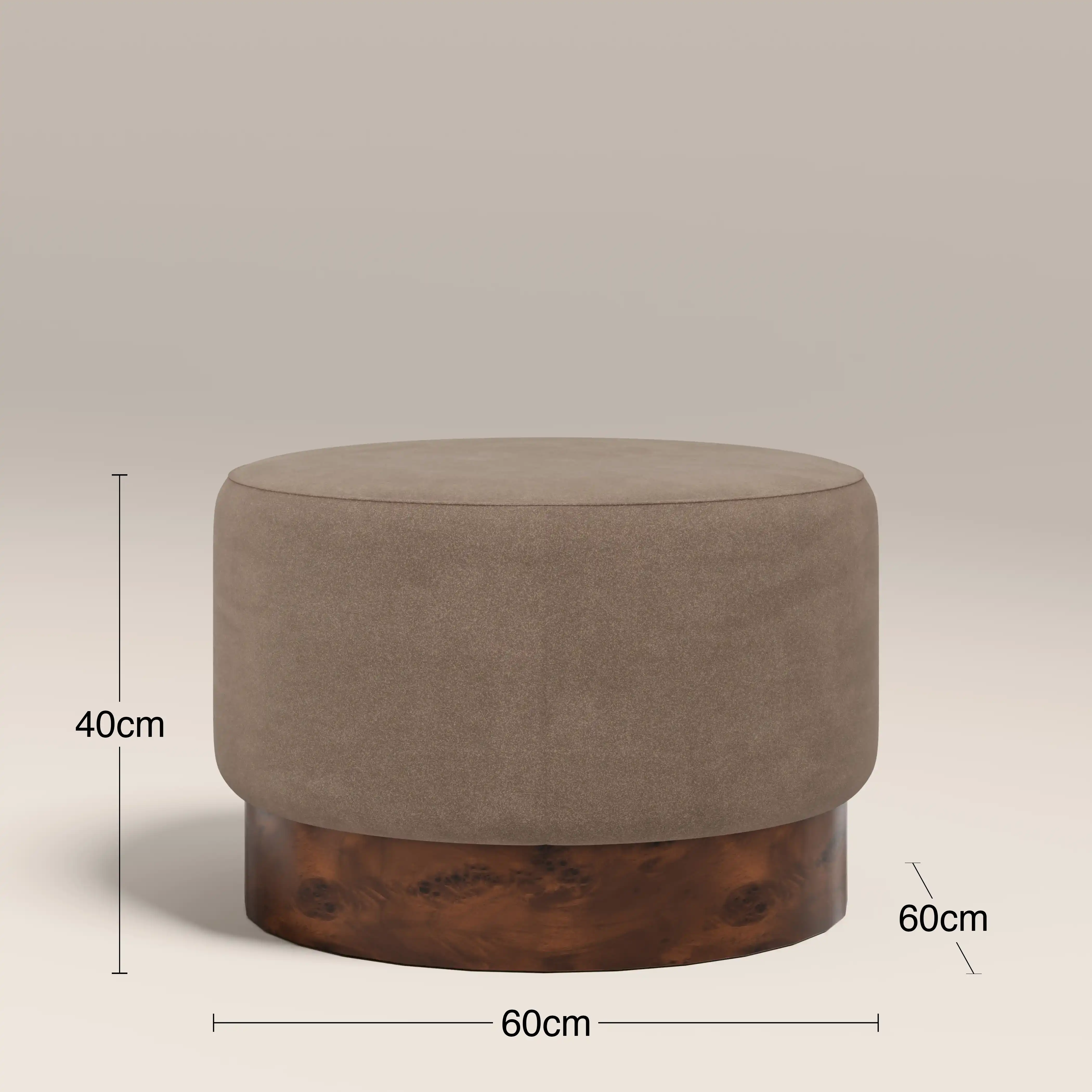 Marie Footstool | Truffle Brown Sustainable Mohair Velvet & Walnut Burl Wood - Image 4