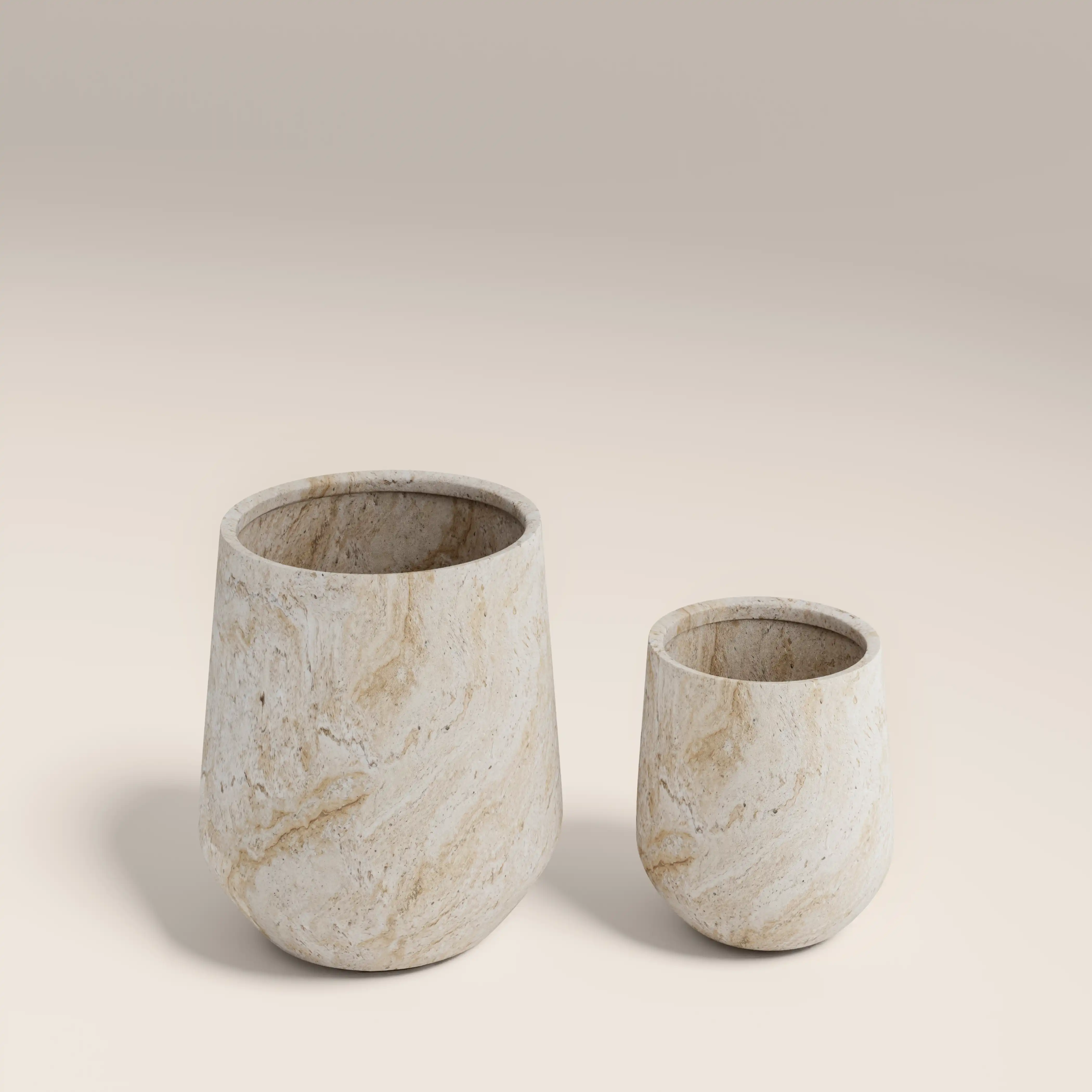 Marple Indoor/Outdoor Set of 2 Planters | Natural Travertine Effect - Image 3