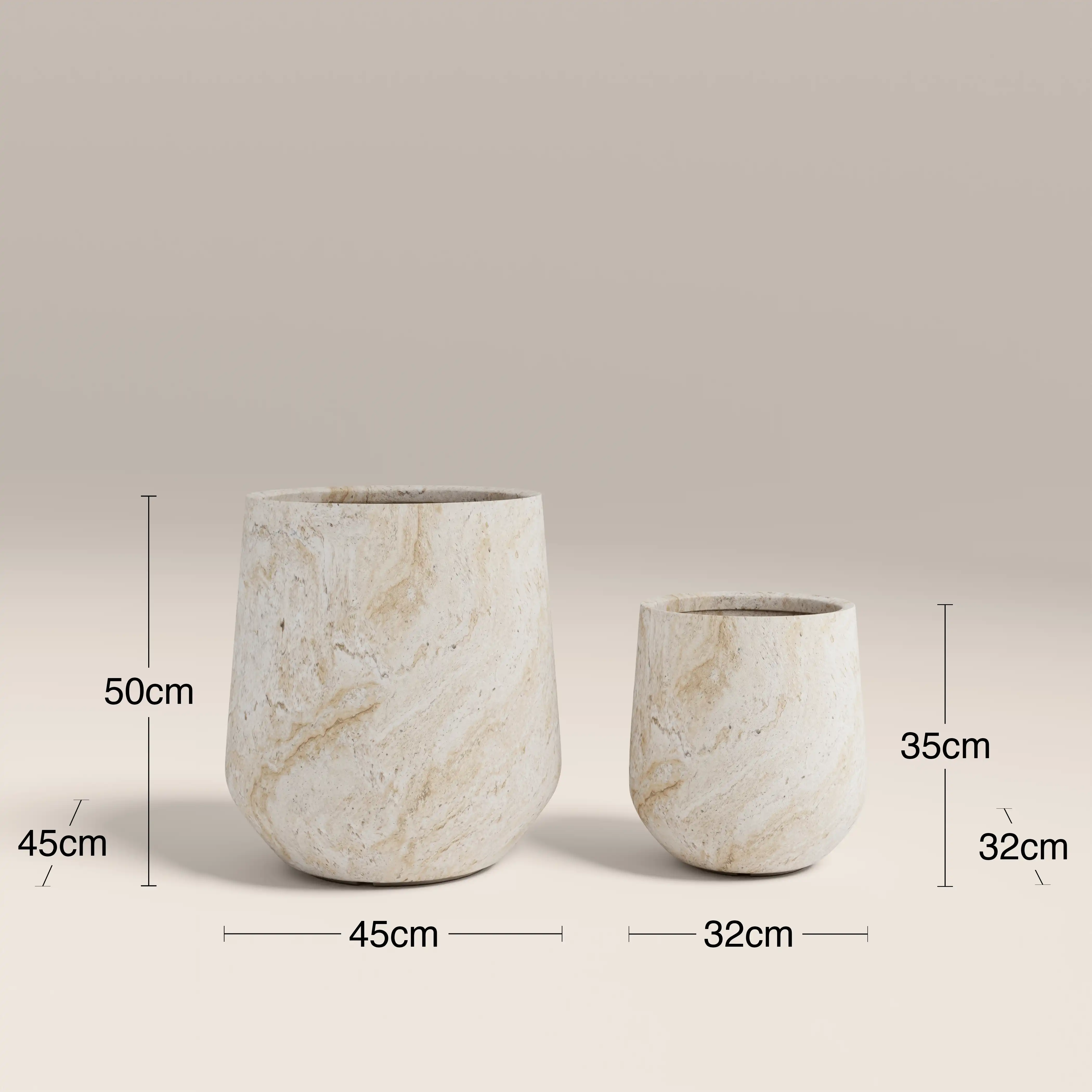 Marple Indoor/Outdoor Set of 2 Planters | Natural Travertine Effect - Image 5