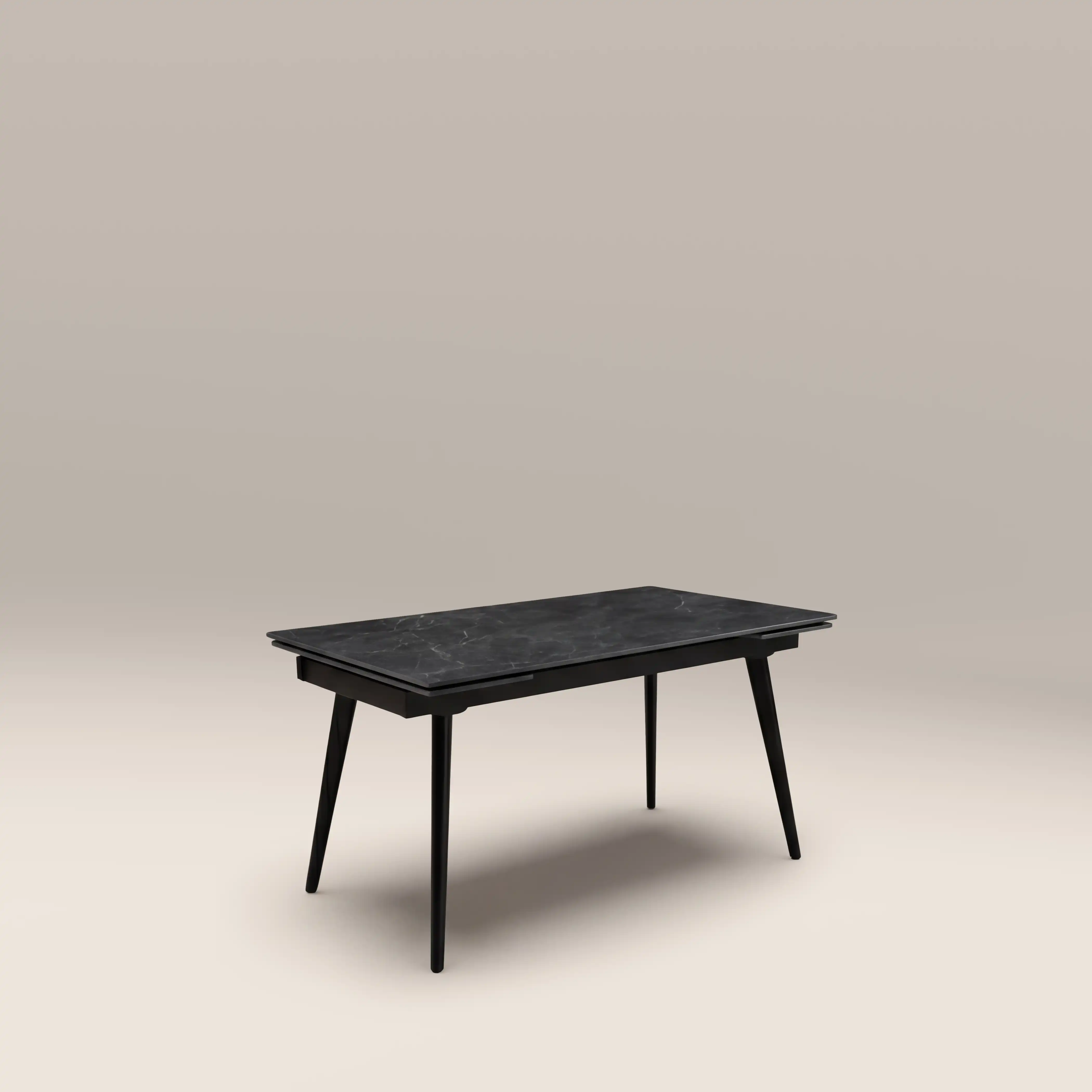 Marsala 4-8 Seat Rectangle Extendable Dining Table | Grey Sintered Stone & Black - Image 2