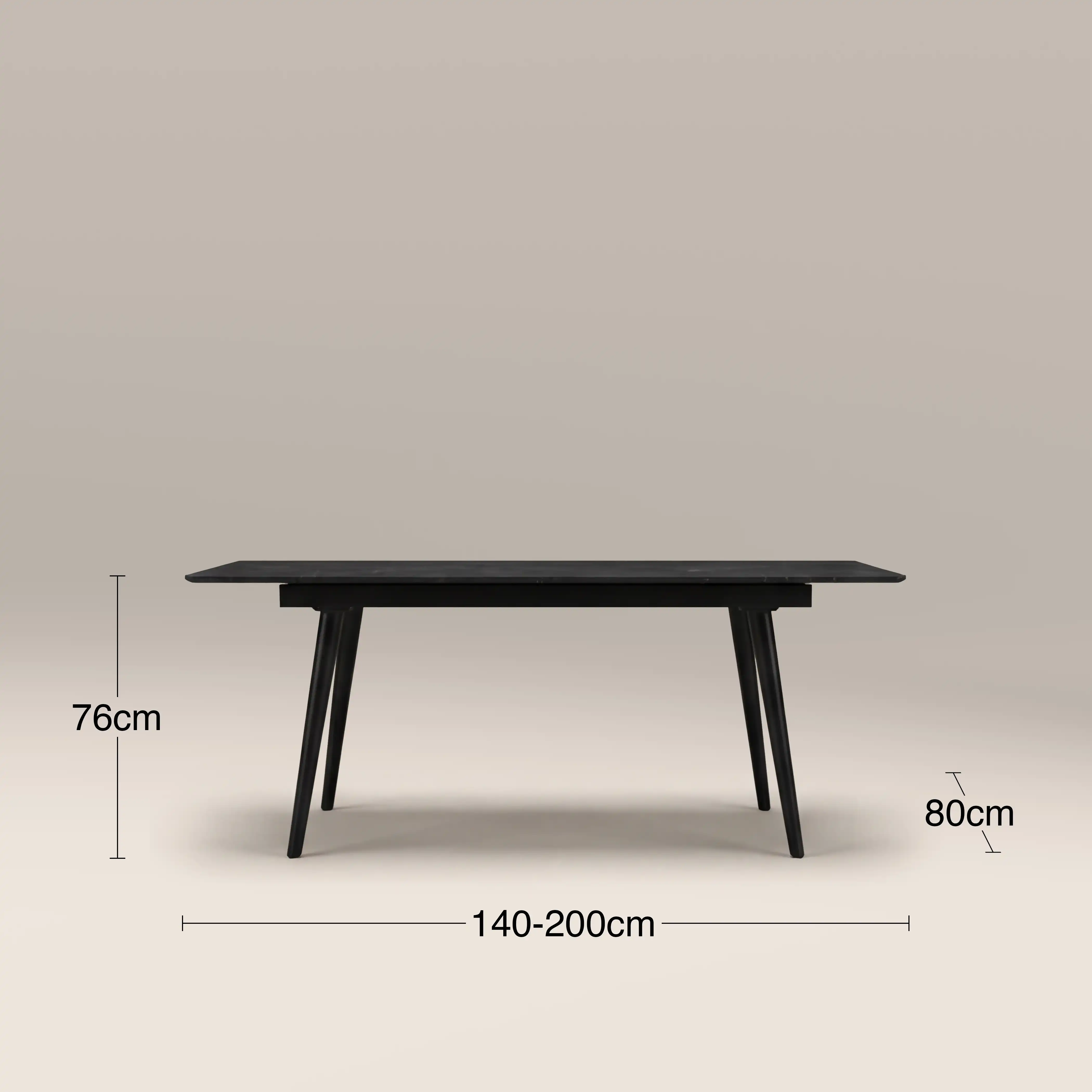 Marsala 4-8 Seat Rectangle Extendable Dining Table | Grey Sintered Stone & Black - Image 7