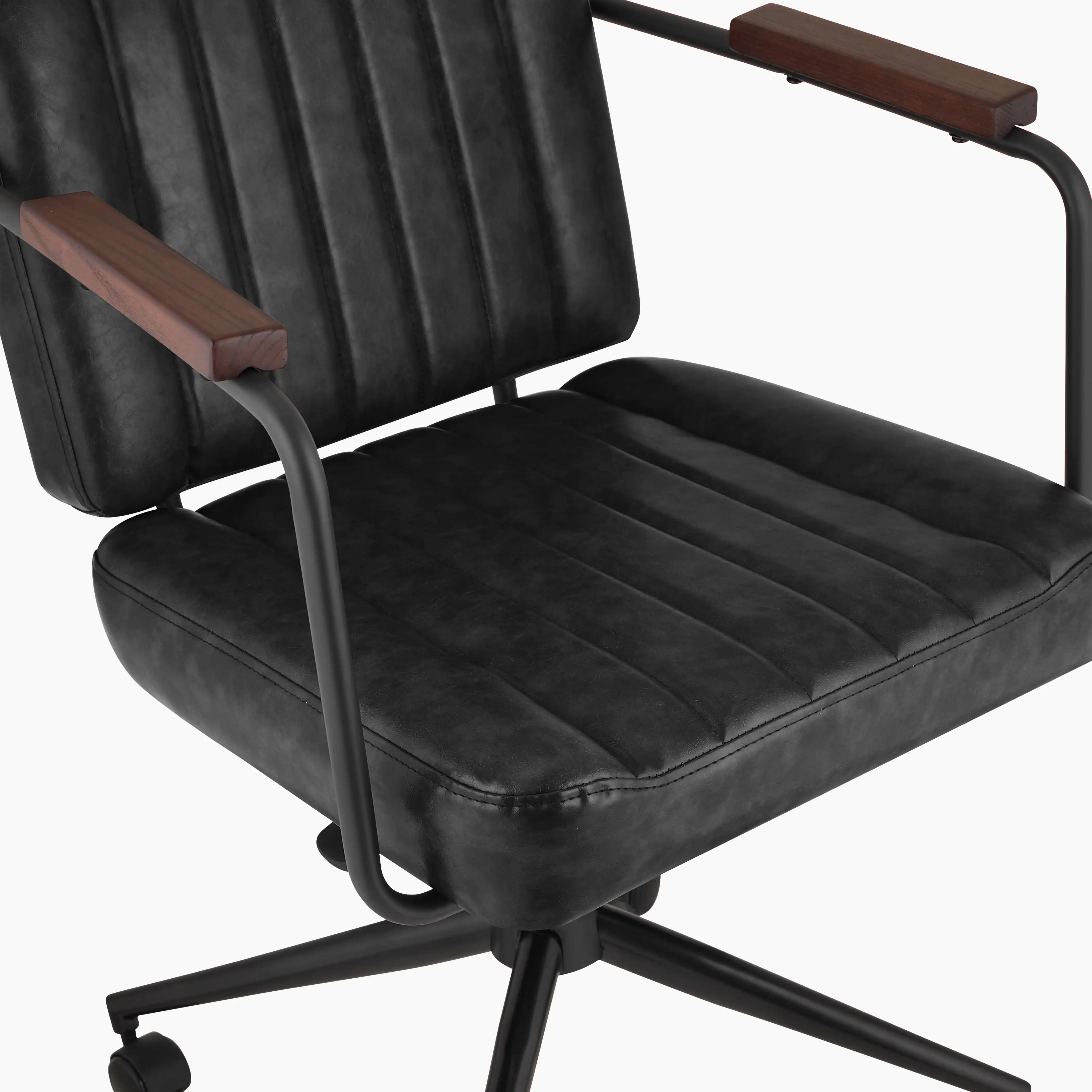 Mason Office Chair | Vintage Black Faux Leather & Black - Image 6