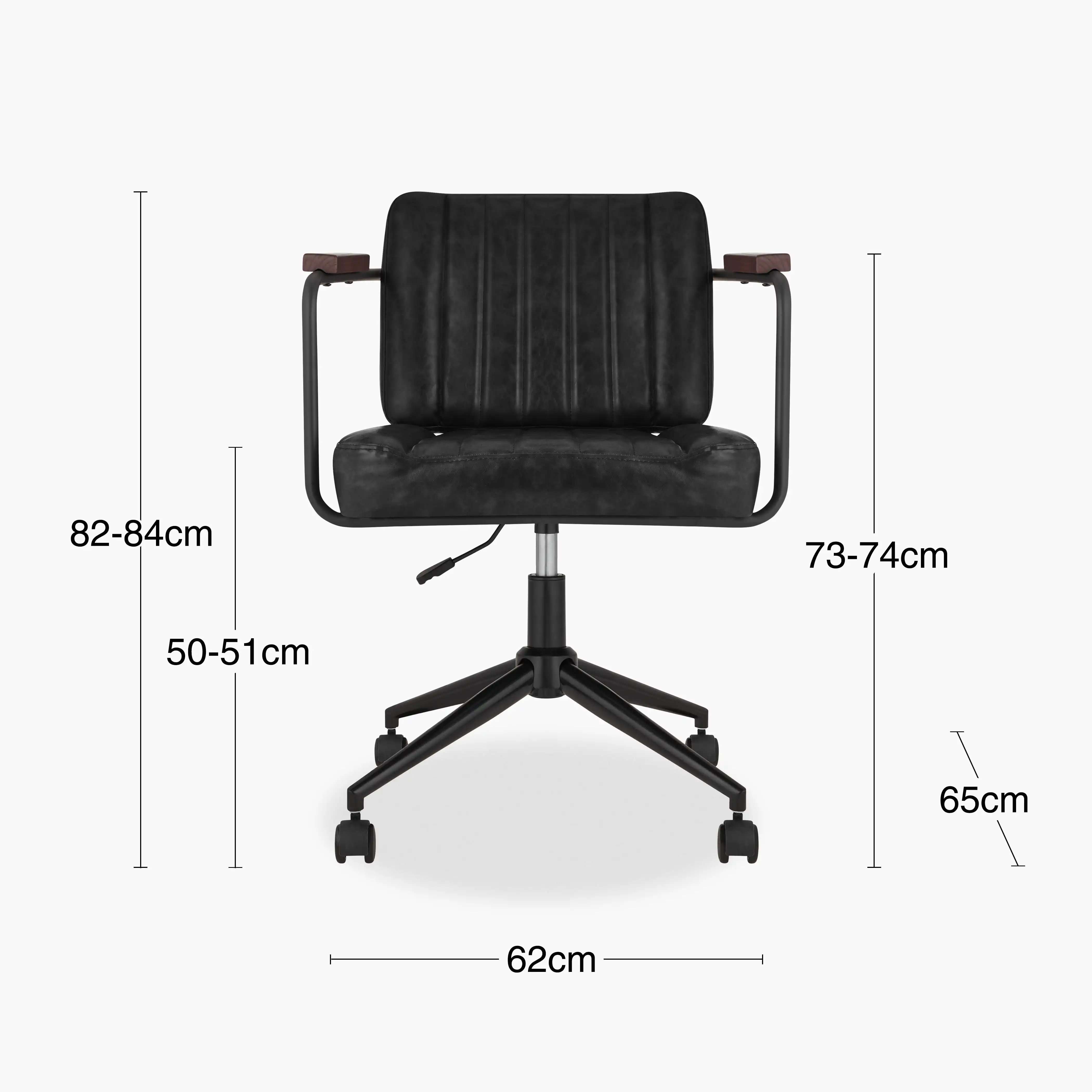 Mason Office Chair | Vintage Black Faux Leather & Black - Image 7
