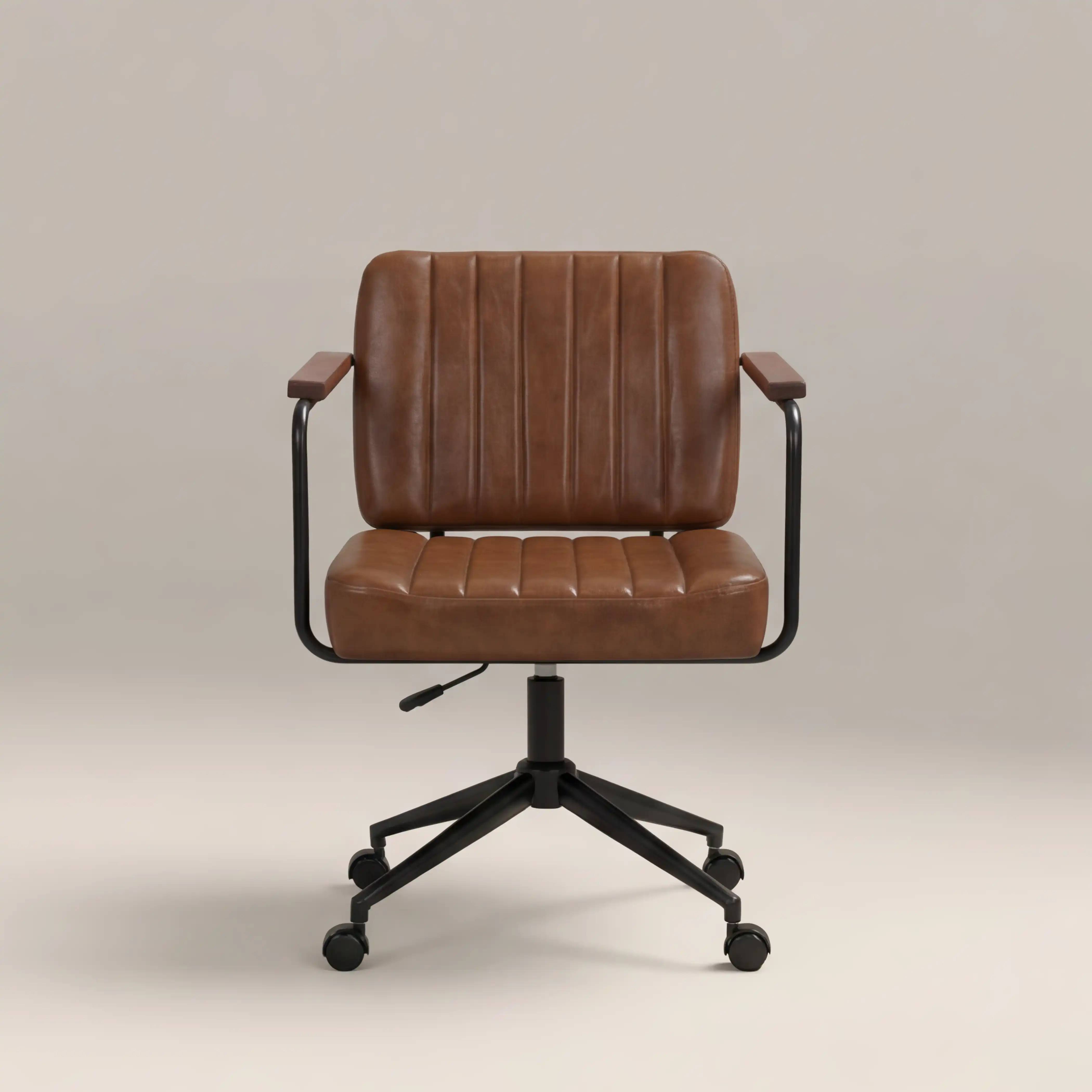 Mason Office Chair | Vintage Tan Faux Leather & Black - Image 2