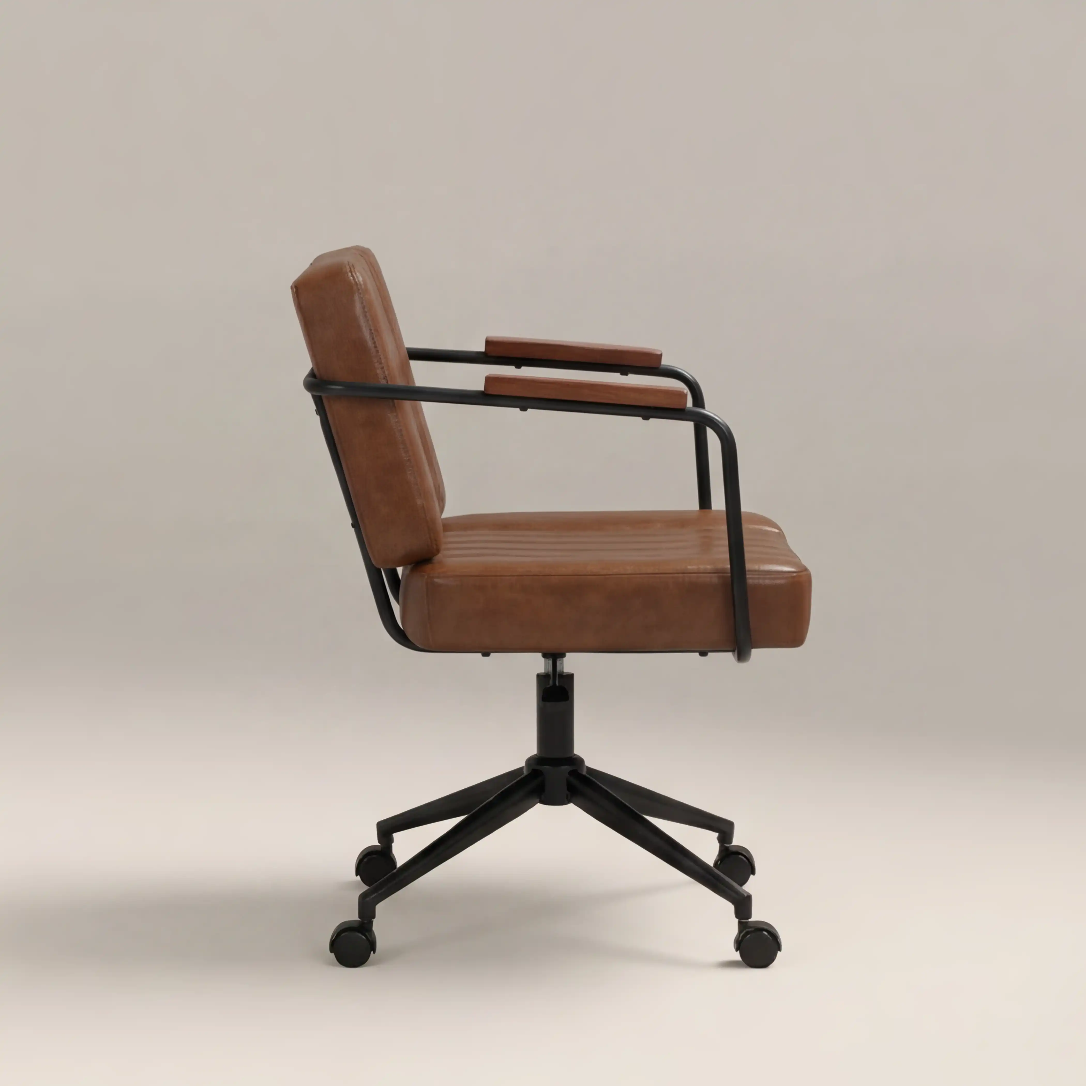 Mason Office Chair | Vintage Tan Faux Leather & Black - Image 4