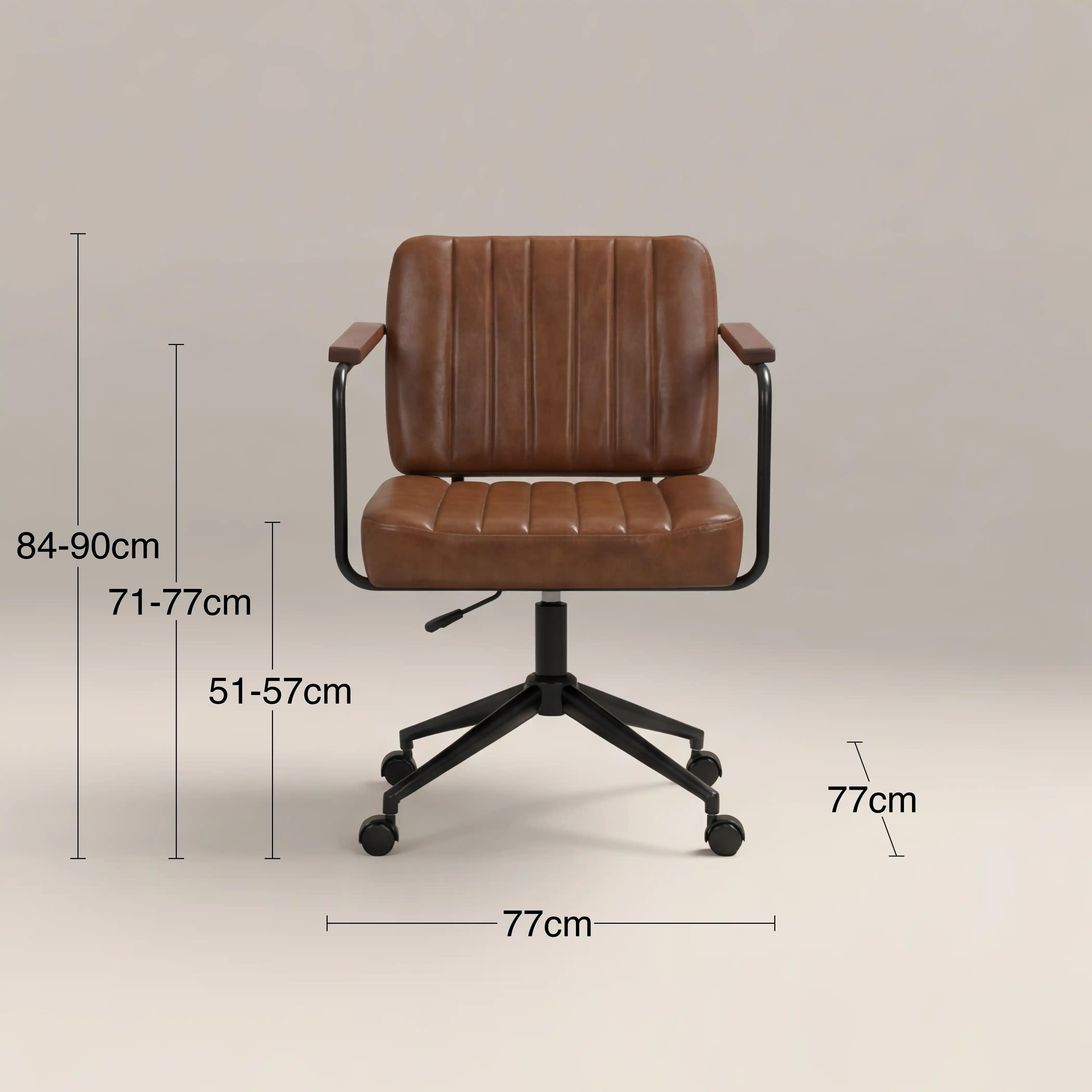 Mason Office Chair | Vintage Tan Faux Leather & Black - Image 6