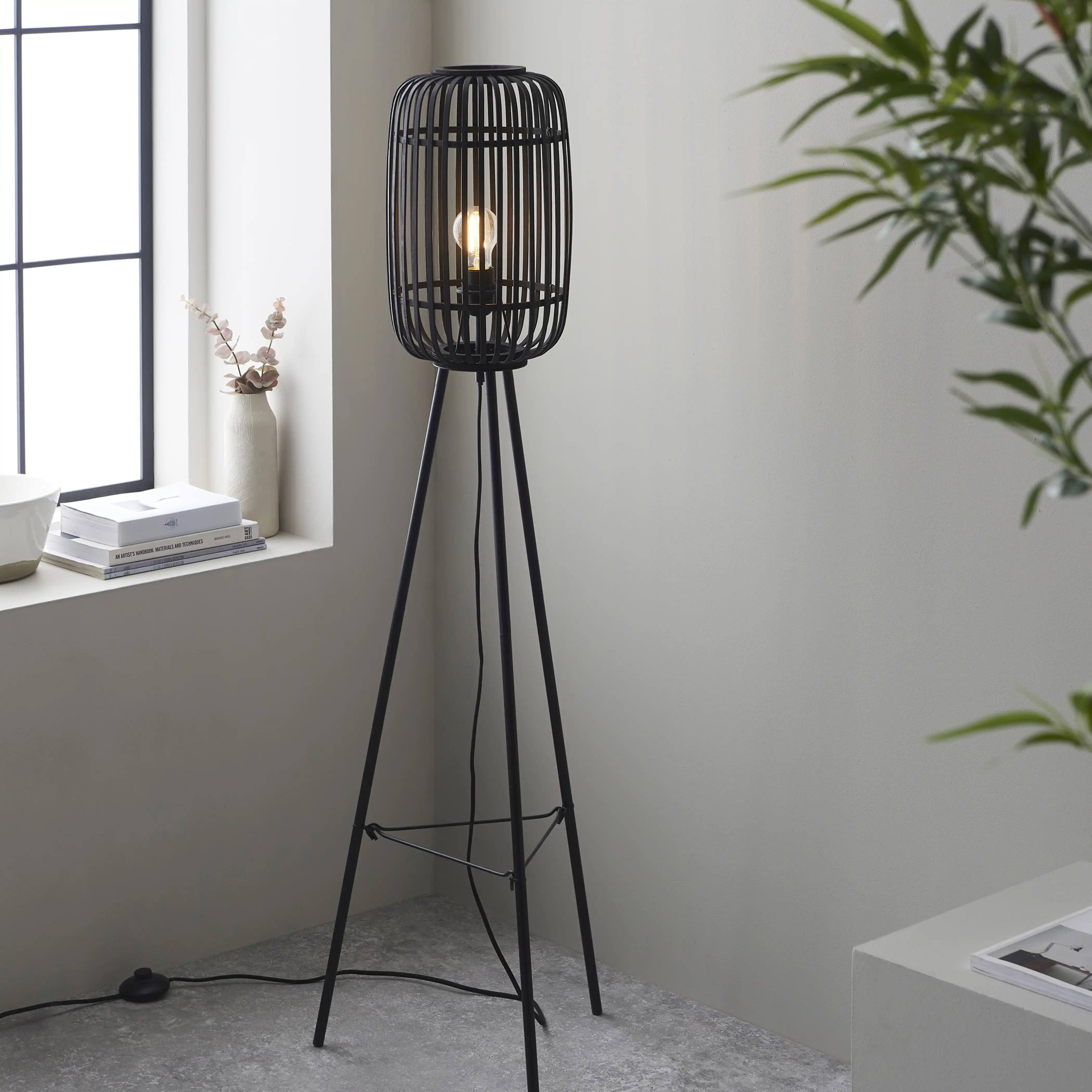 Mathias Tripod Floor Lamp | Black Bamboo - Image 4