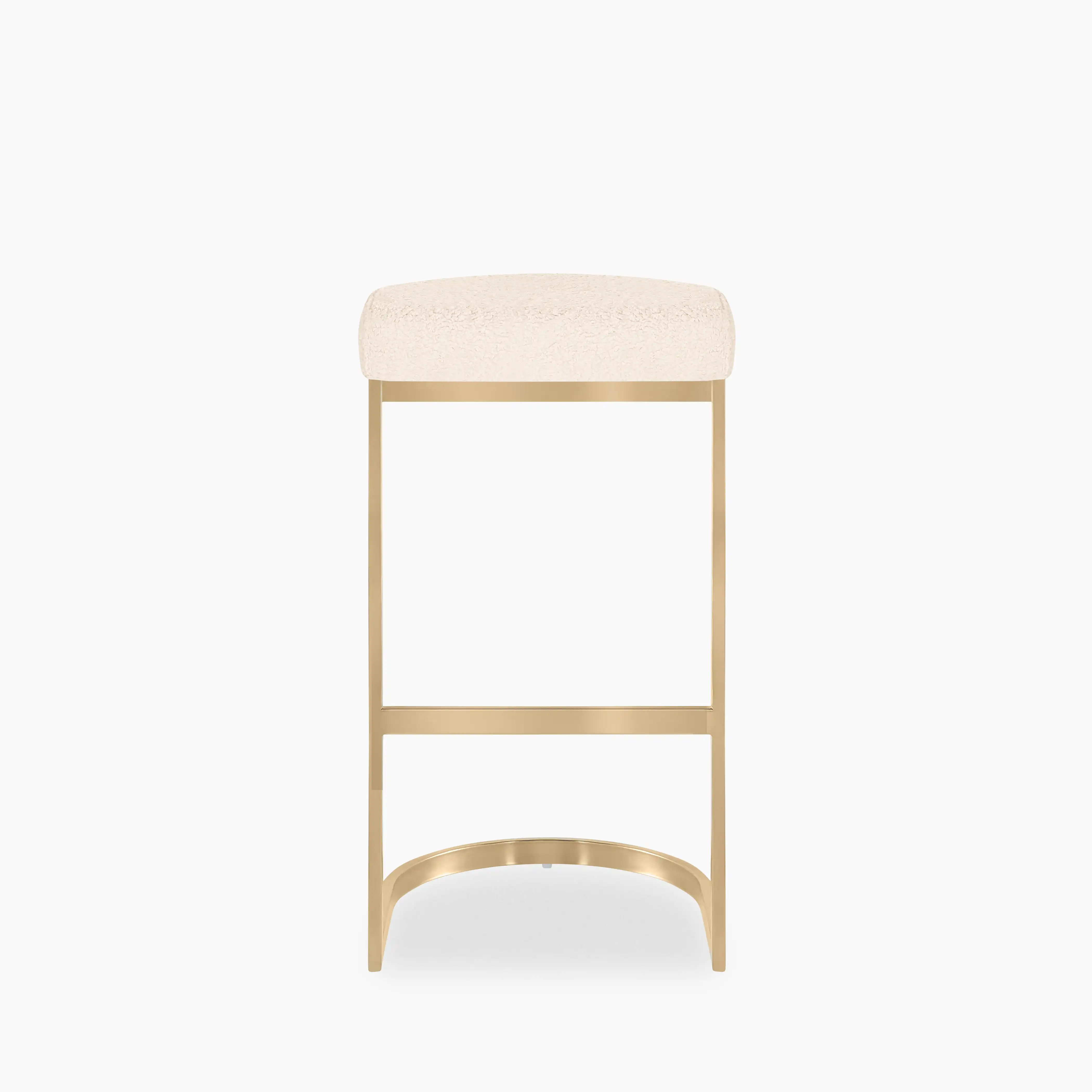 Matteo Bar Stool | Ivory White Teddy Boucle & Brass - Image 2