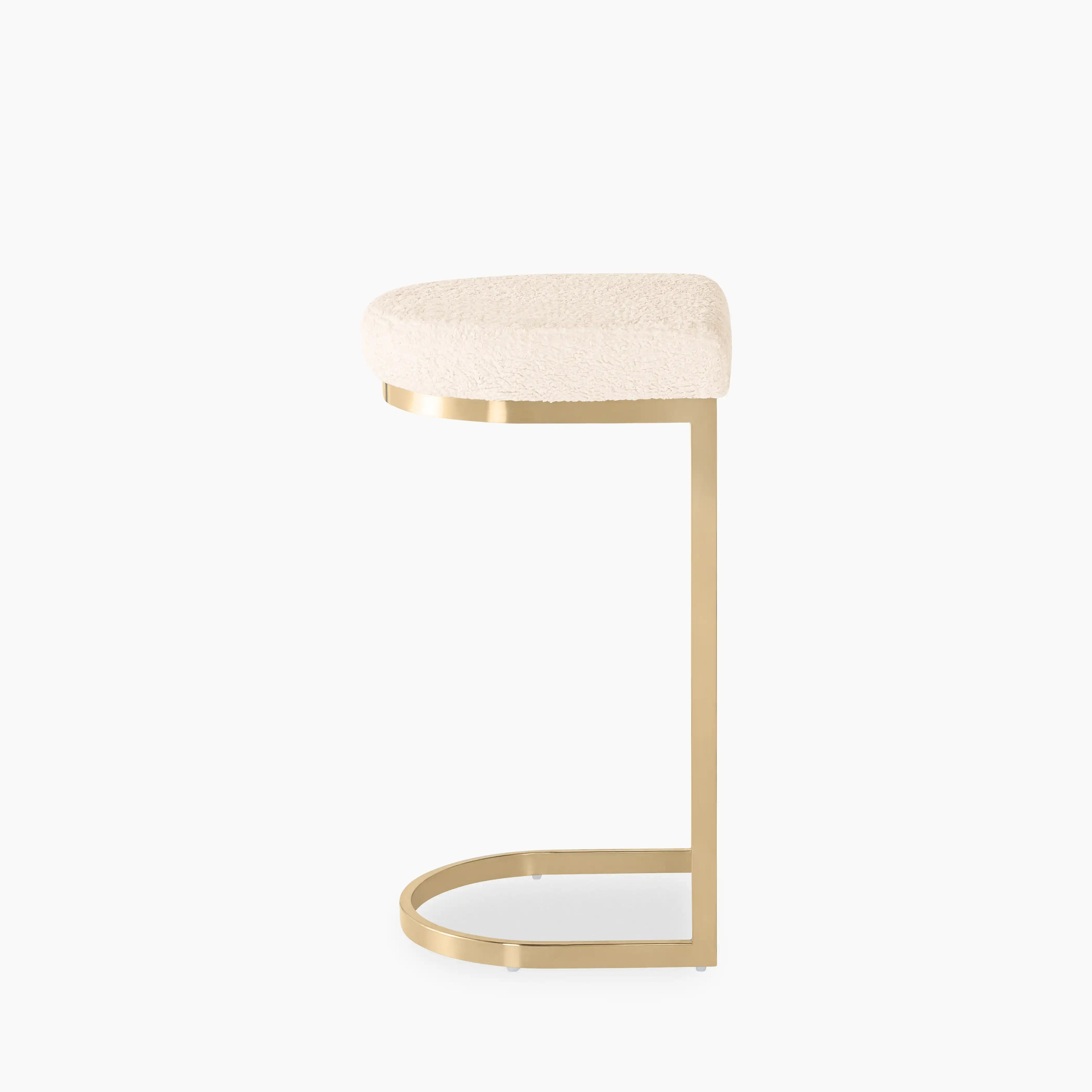 Matteo Bar Stool | Ivory White Teddy Boucle & Brass - Image 3