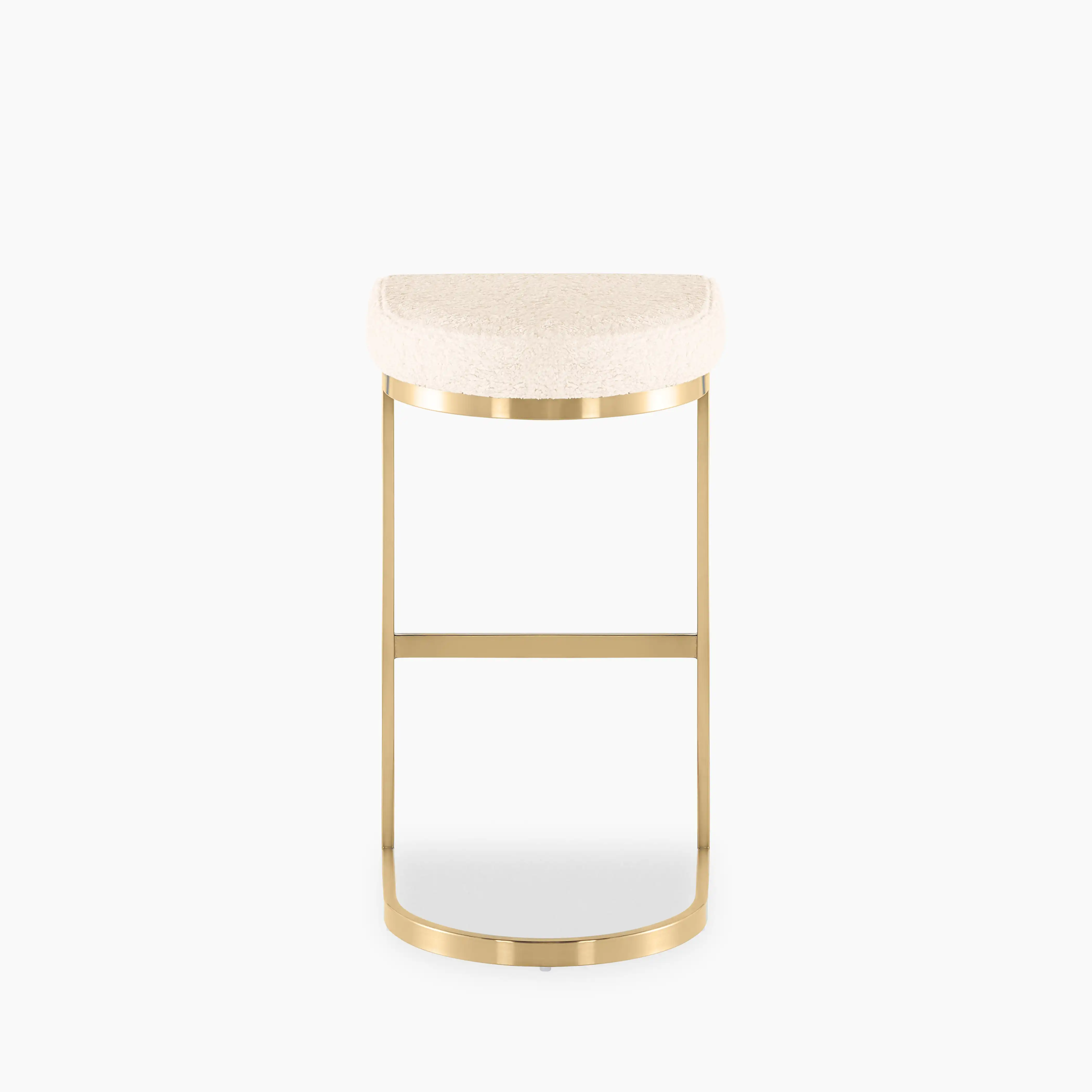 Matteo Bar Stool | Ivory White Teddy Boucle & Brass - Image 4