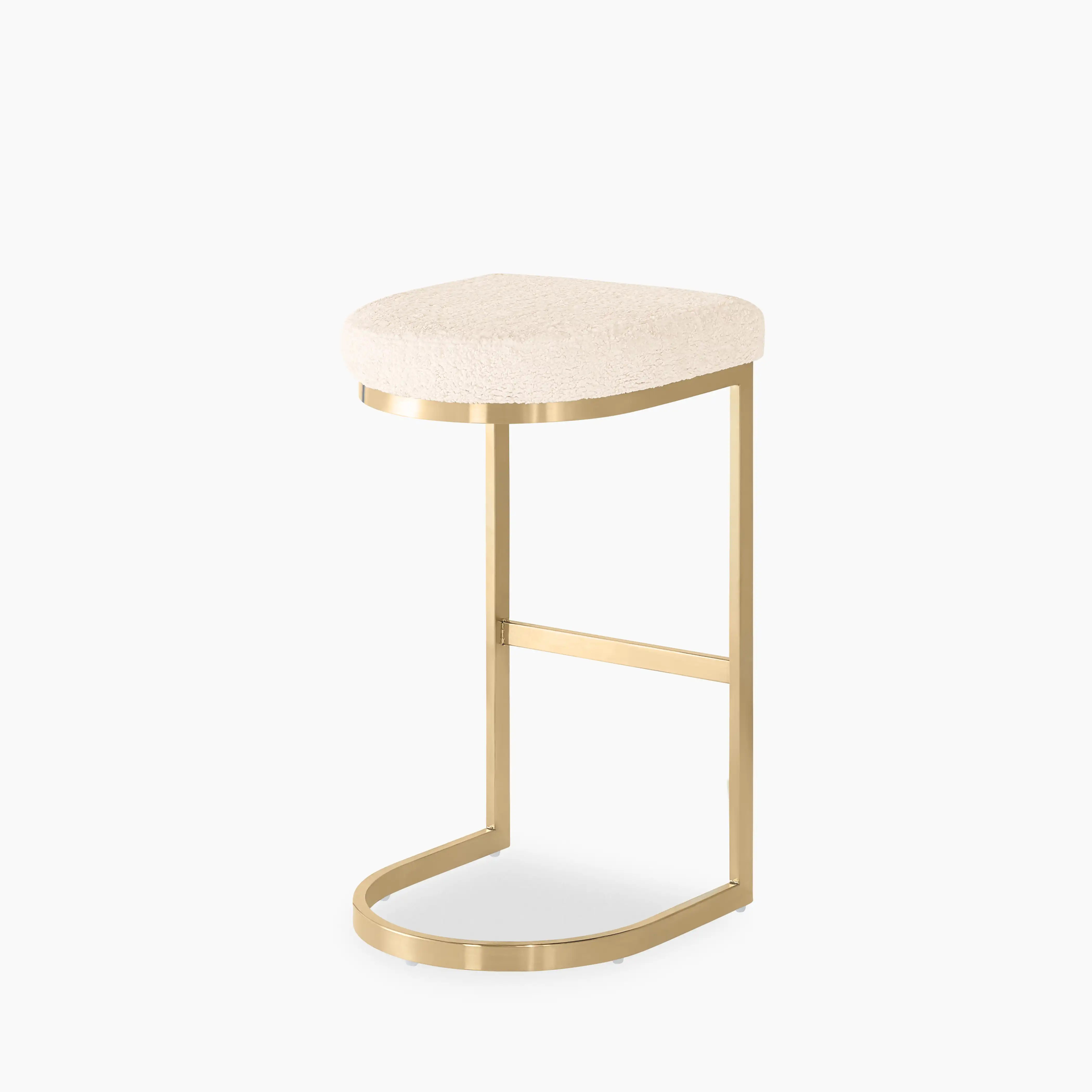 Matteo Bar Stool | Ivory White Teddy Boucle & Brass - Image 5