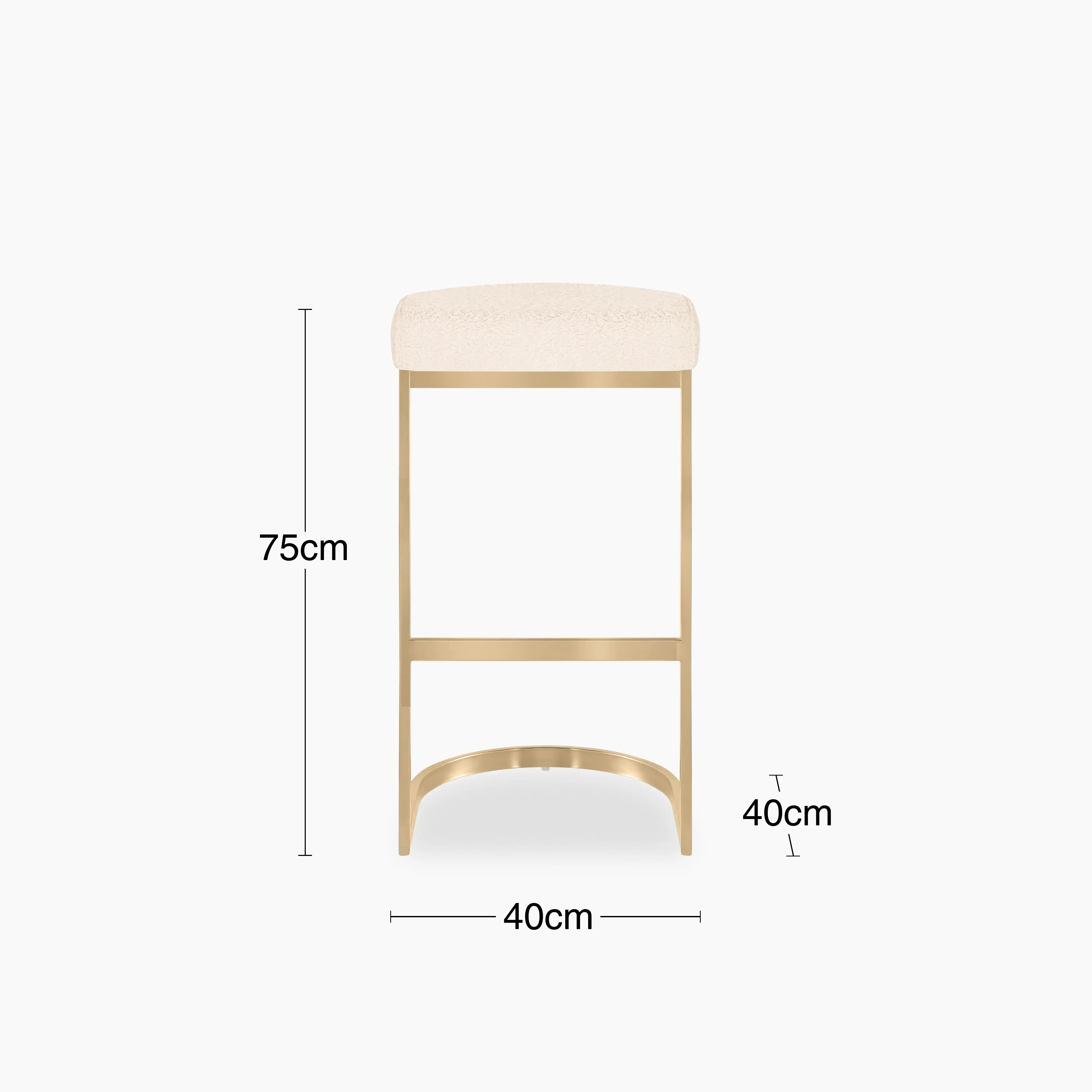 Matteo Bar Stool | Ivory White Teddy Boucle & Brass - Image 7