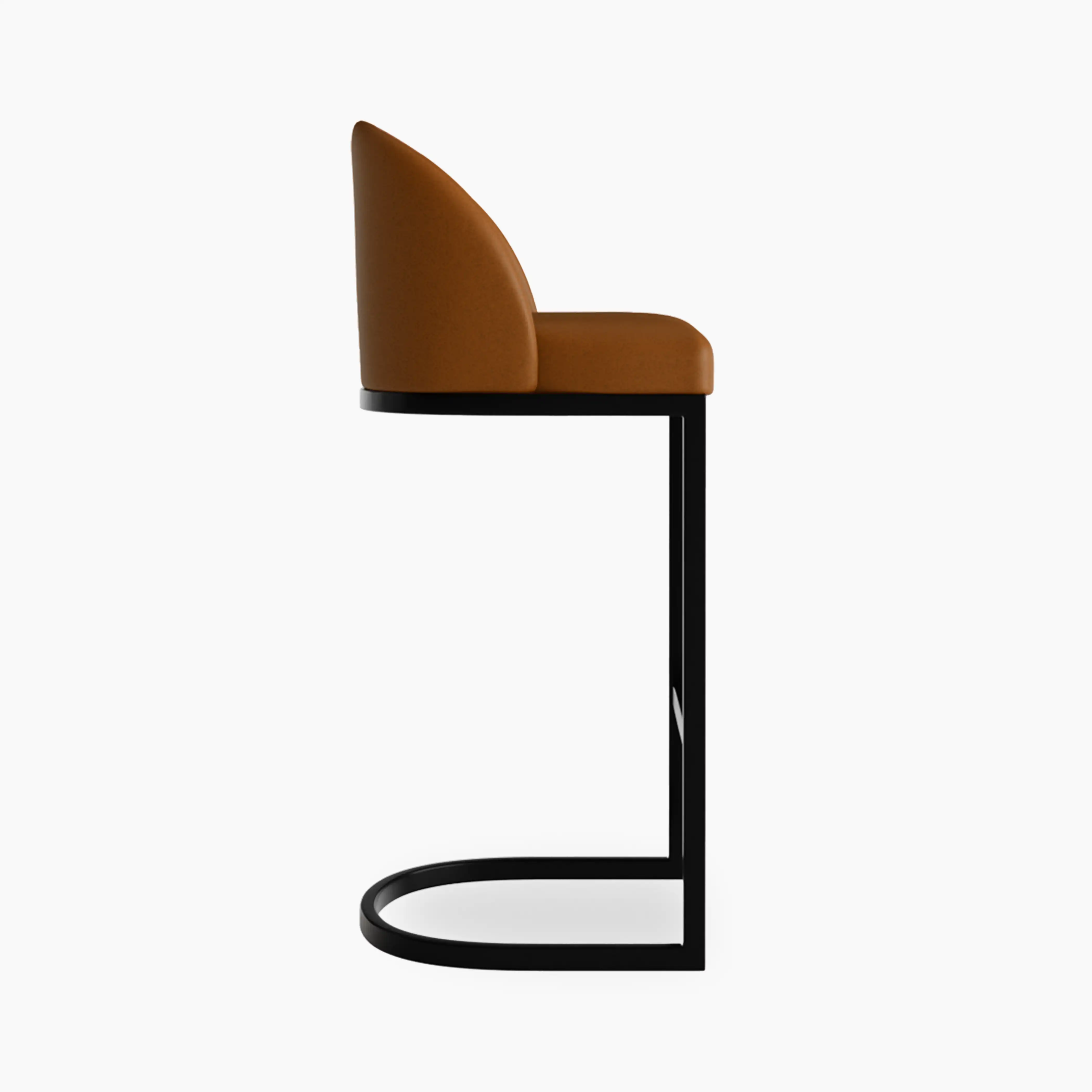Matteo Bar Stool with Backrest | Tuscan Tan Faux Leather - Image 4
