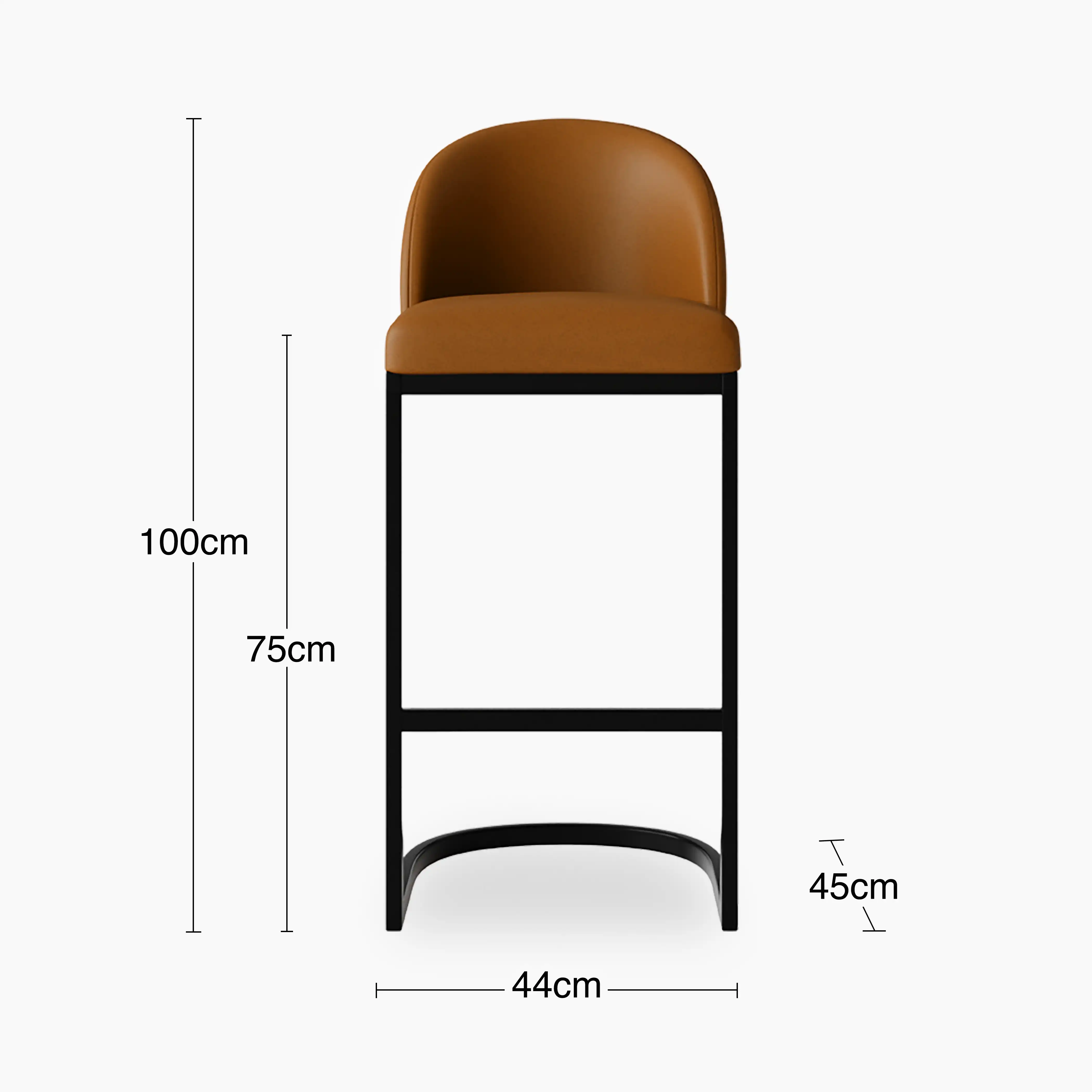 Matteo Bar Stool with Backrest | Tuscan Tan Faux Leather - Image 7