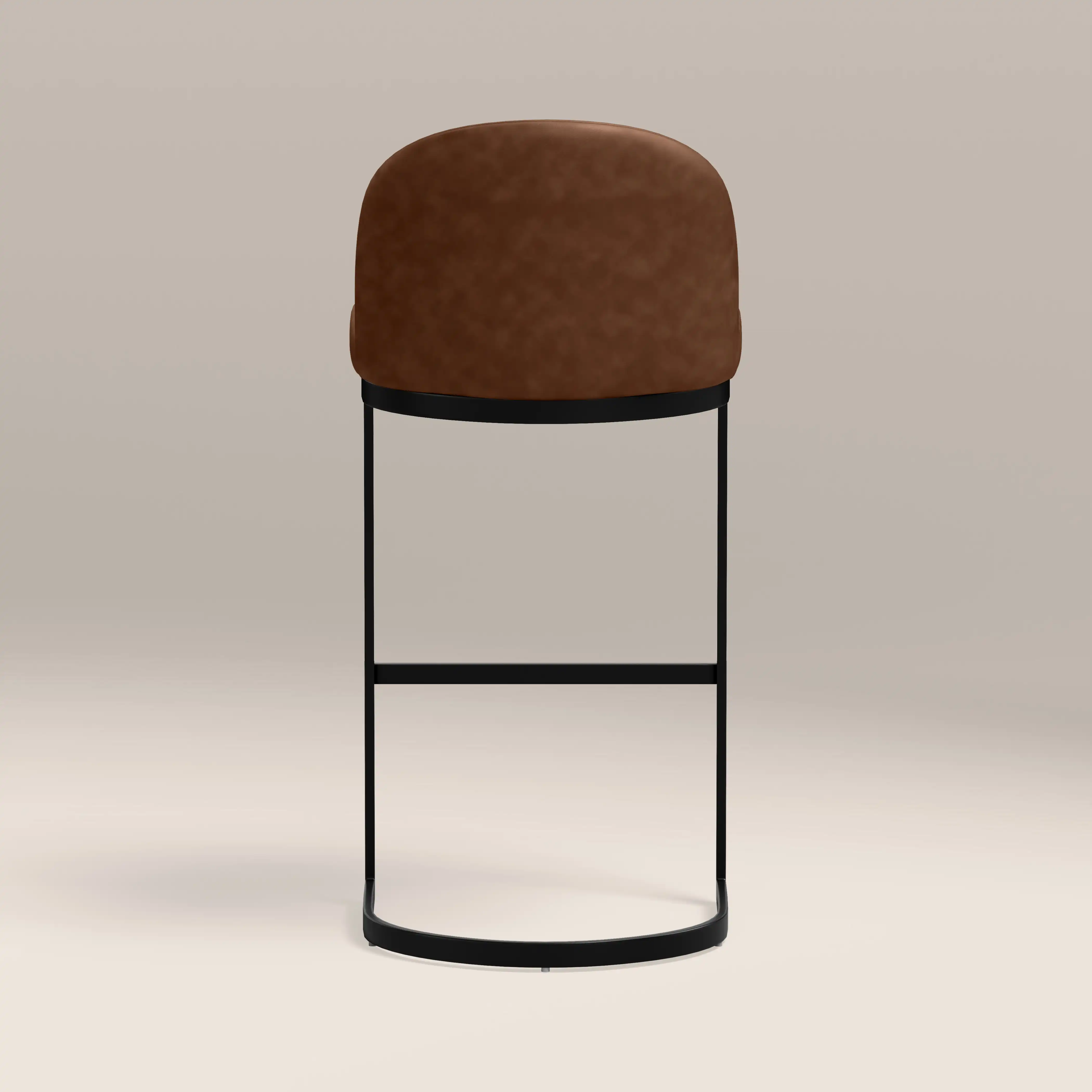 Matteo Bar Stool  with Backrest | Vintage Tan Faux Leather - Image 6