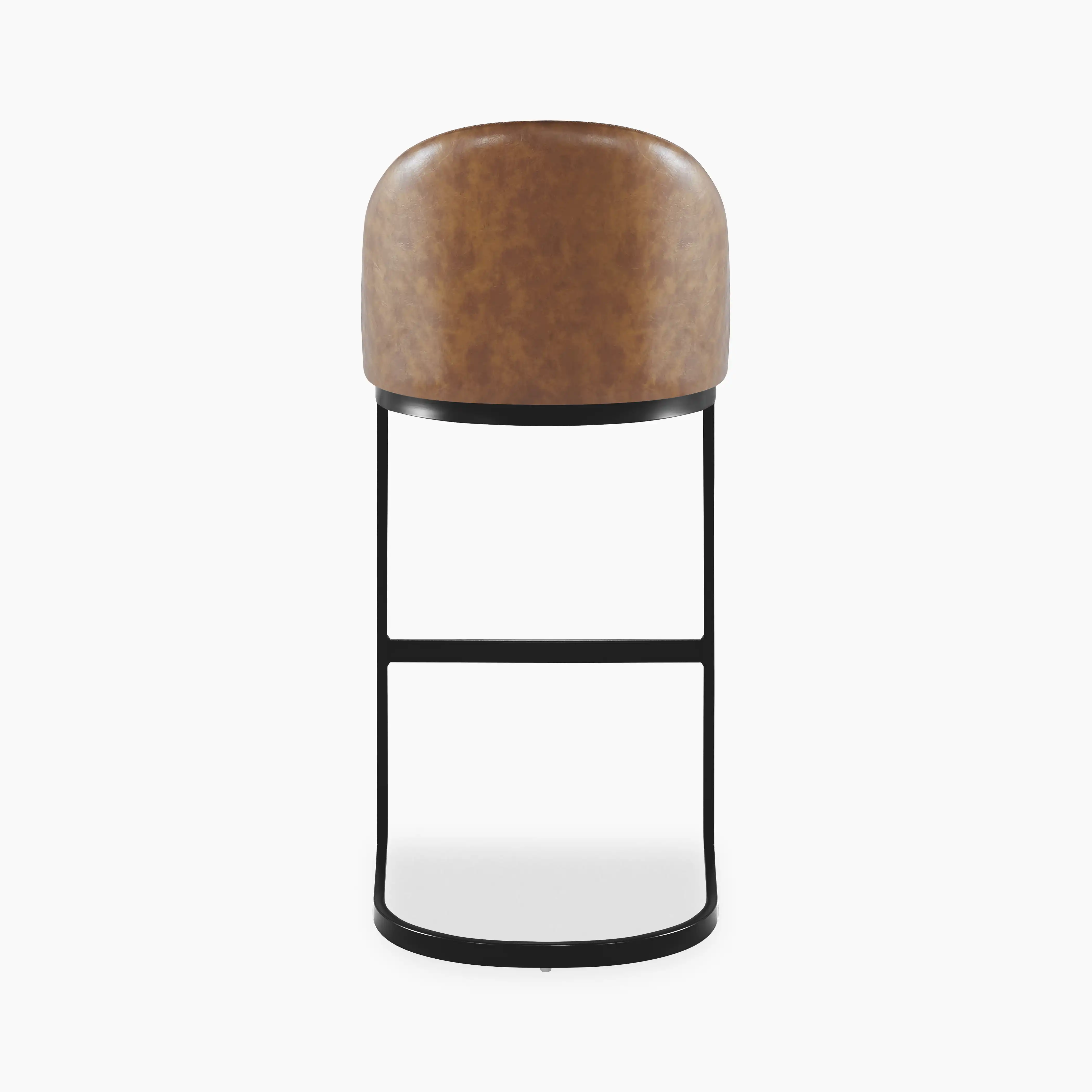 Matteo Bar Stool with Backrest | Vintage Tan Faux Leather - Image 5