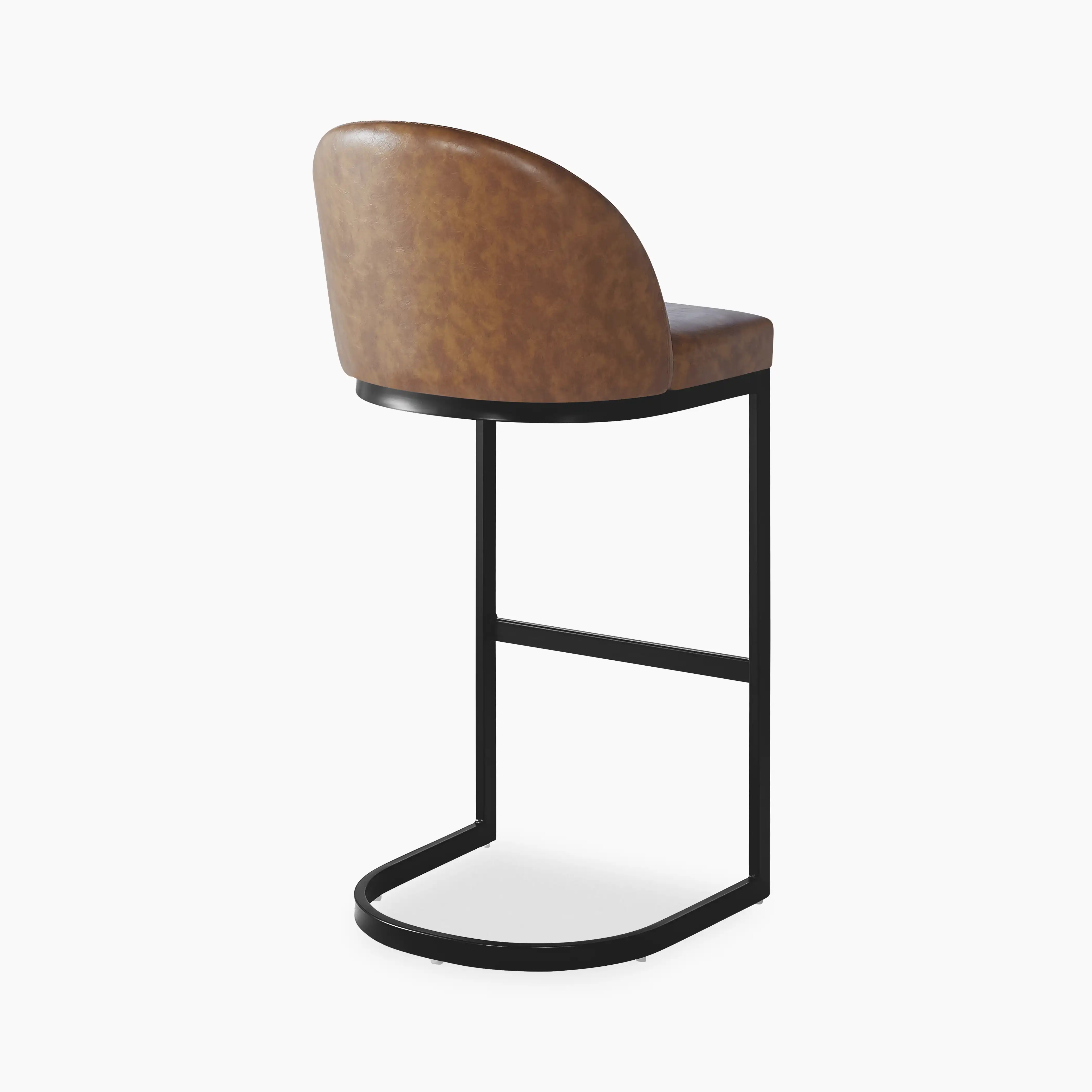 Matteo Bar Stool with Backrest | Vintage Tan Faux Leather - Image 6