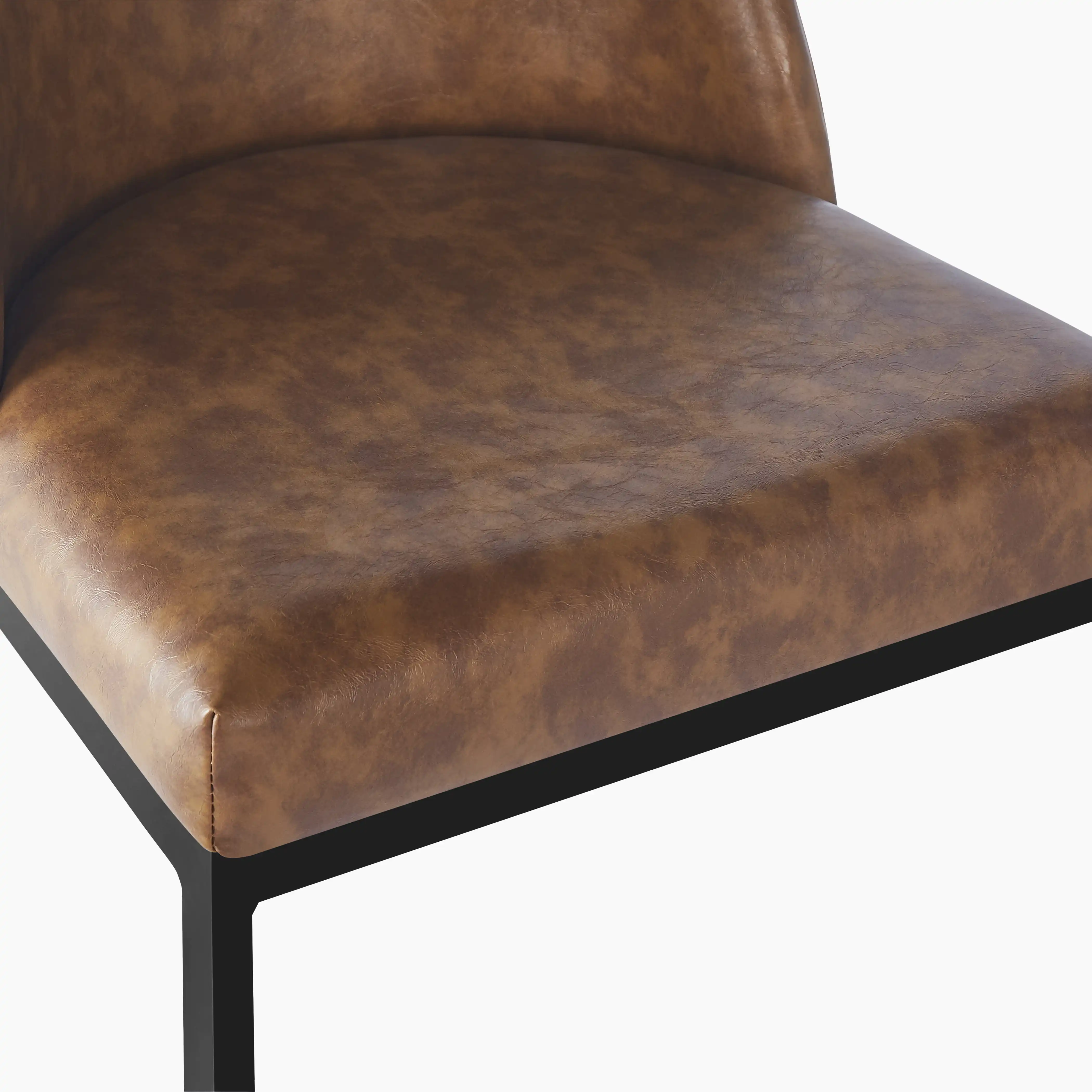 Matteo Bar Stool with Backrest | Vintage Tan Faux Leather - Image 7