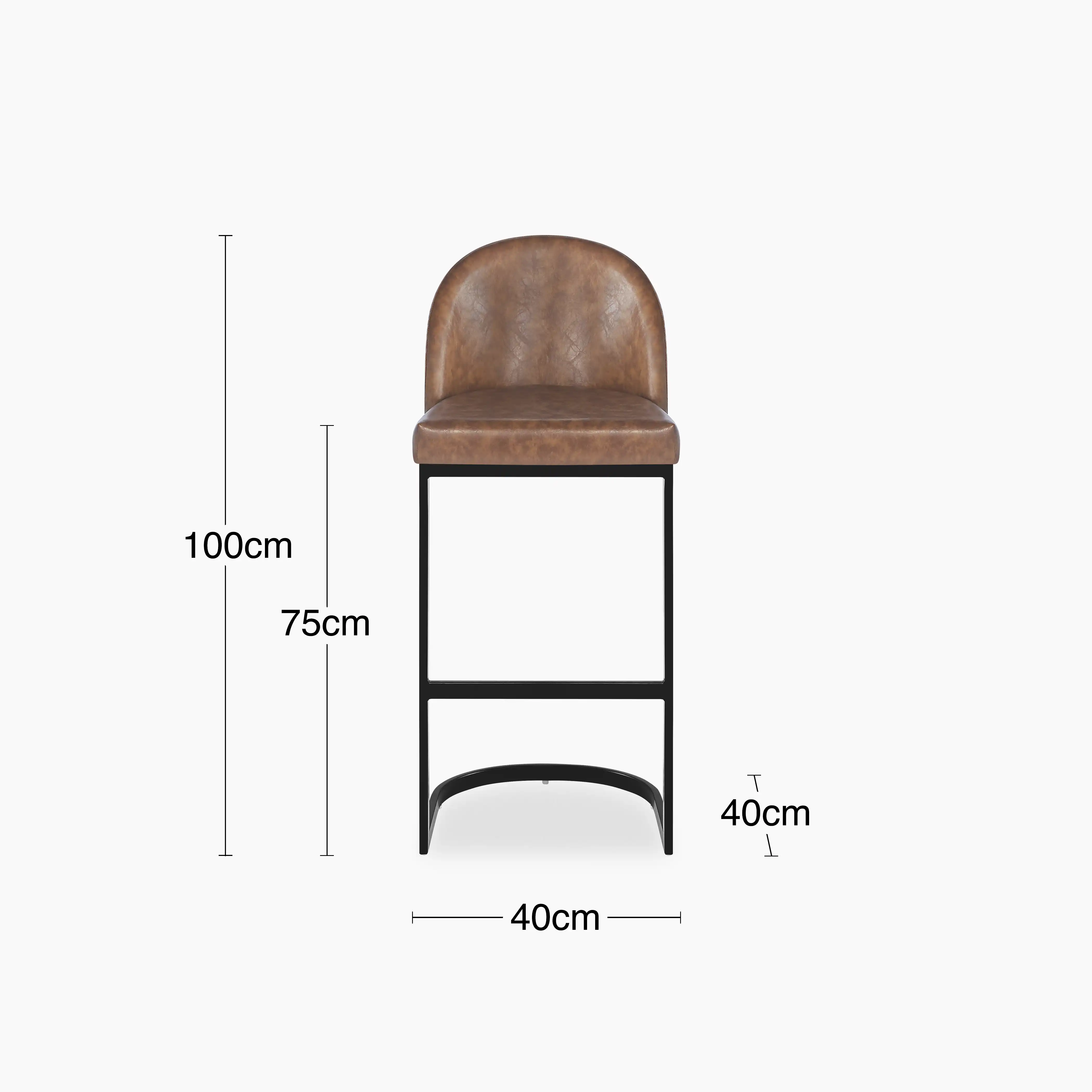 Matteo Bar Stool with Backrest | Vintage Tan Faux Leather - Image 8