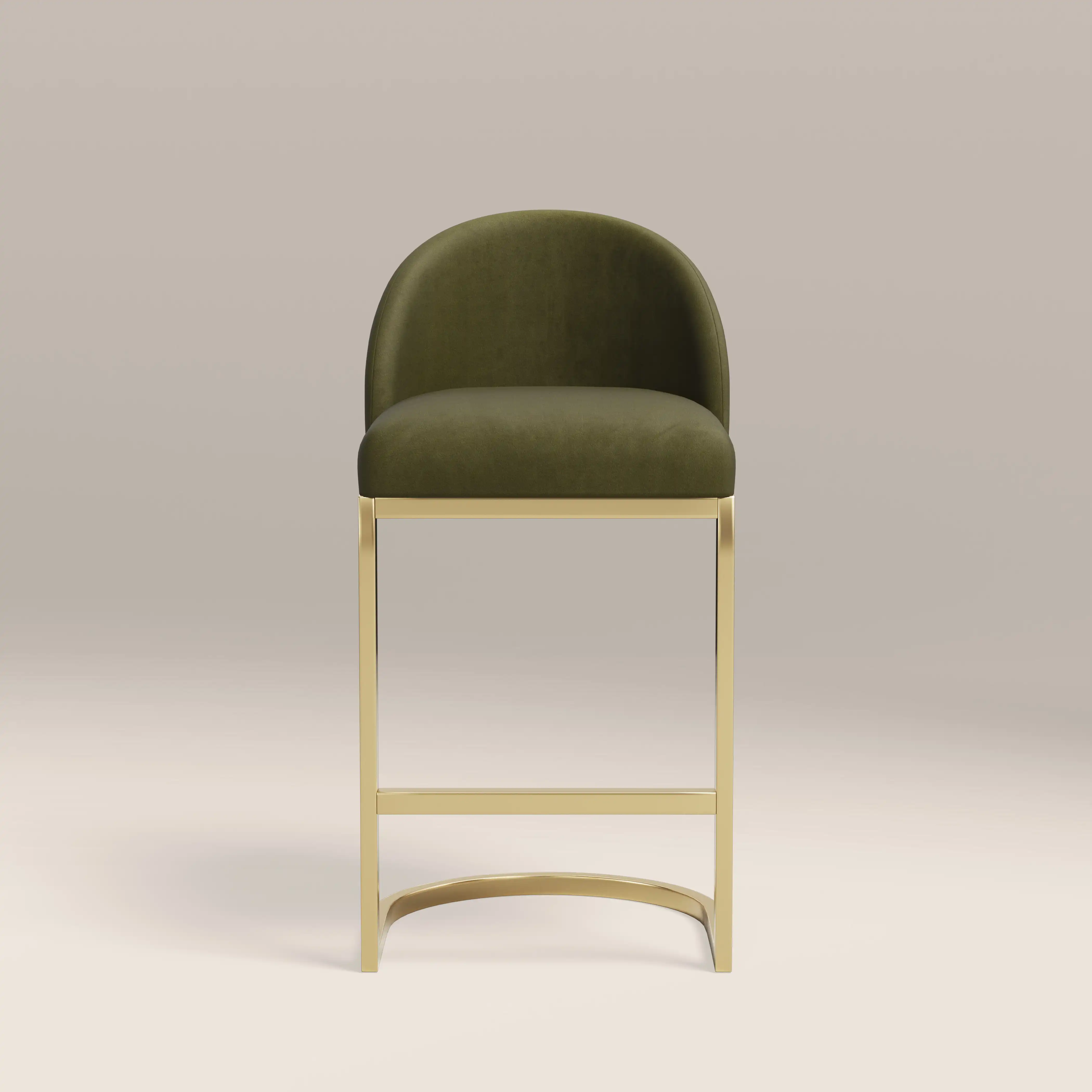 Matteo Kitchen Stool with Backrest | Olive Green Sustainable Velvet - Image 2