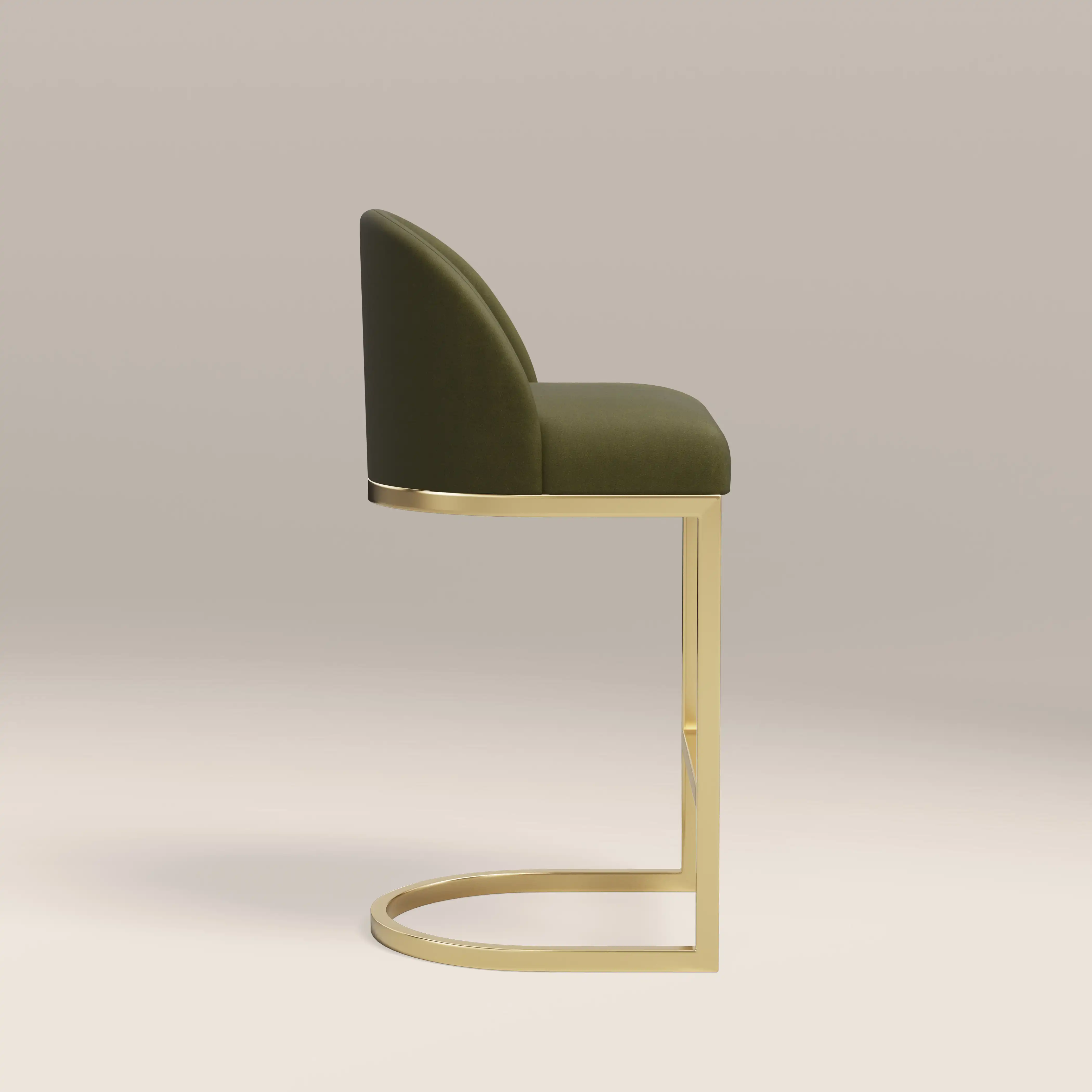 Matteo Kitchen Stool with Backrest | Olive Green Sustainable Velvet - Image 4