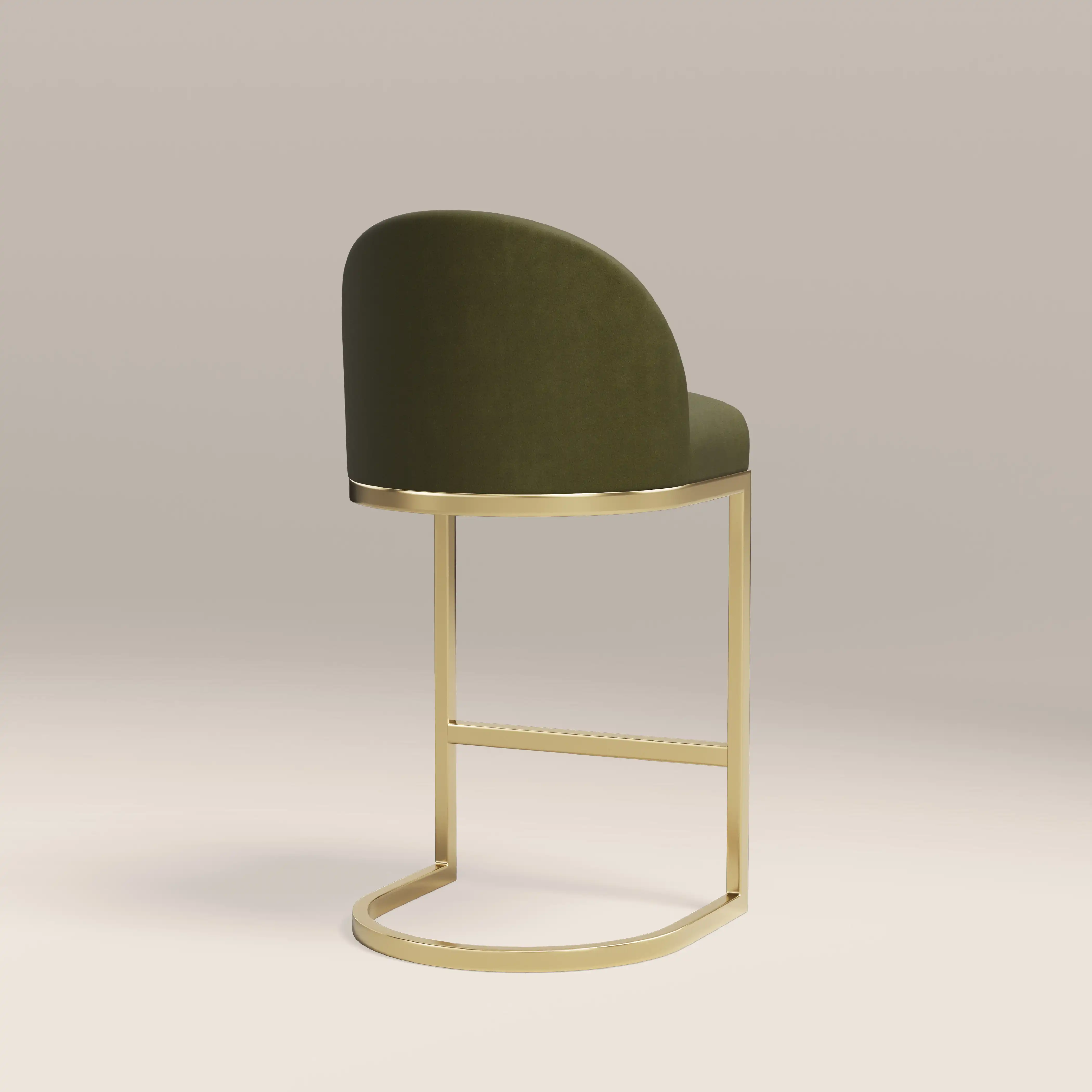 Matteo Kitchen Stool with Backrest | Olive Green Sustainable Velvet - Image 5