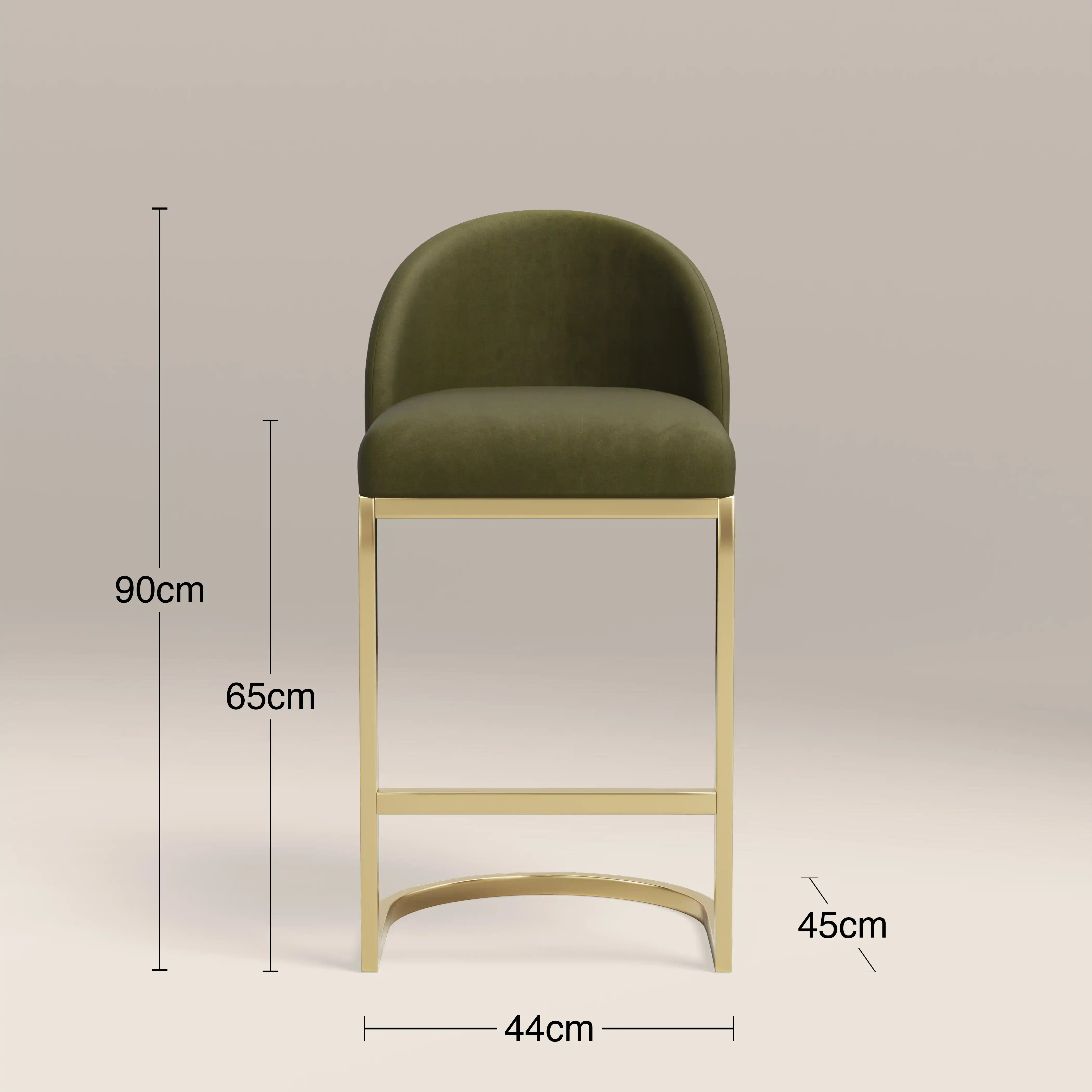 Matteo Kitchen Stool with Backrest | Olive Green Sustainable Velvet - Image 7