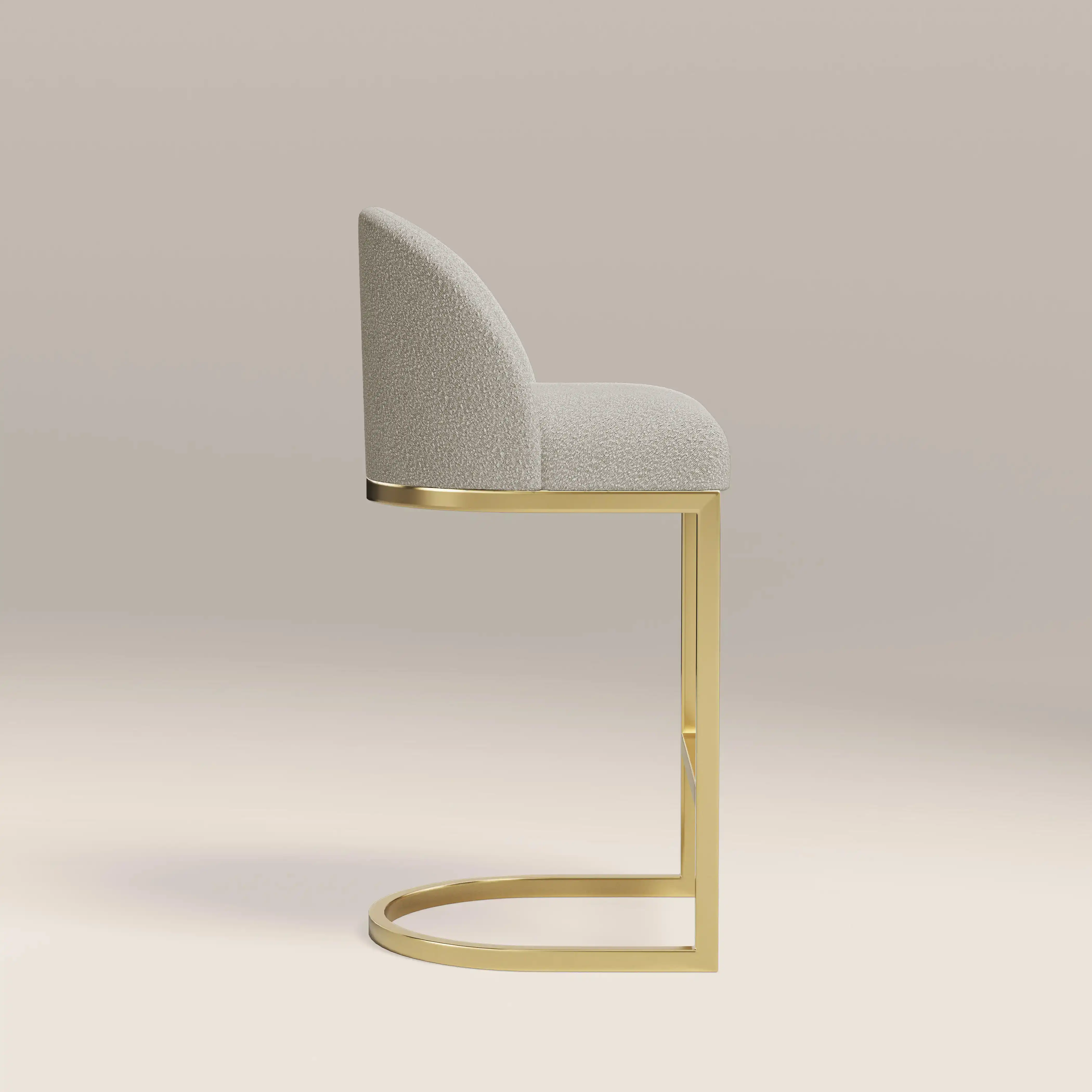 Matteo Kitchen Stool with Backrest | Speckled Stone Sustainable Boucle - Image 4