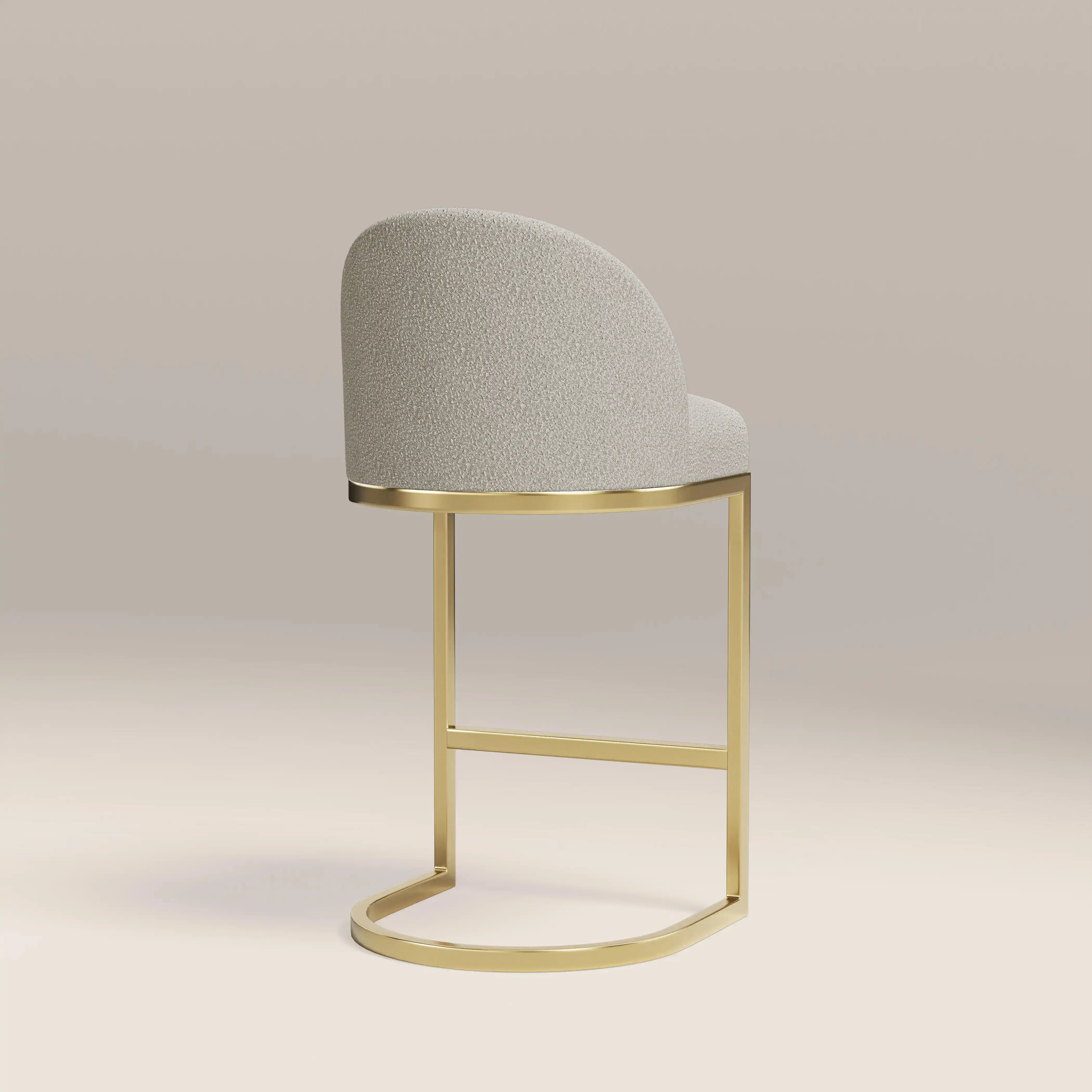 Matteo Kitchen Stool with Backrest | Speckled Stone Sustainable Boucle - Image 5