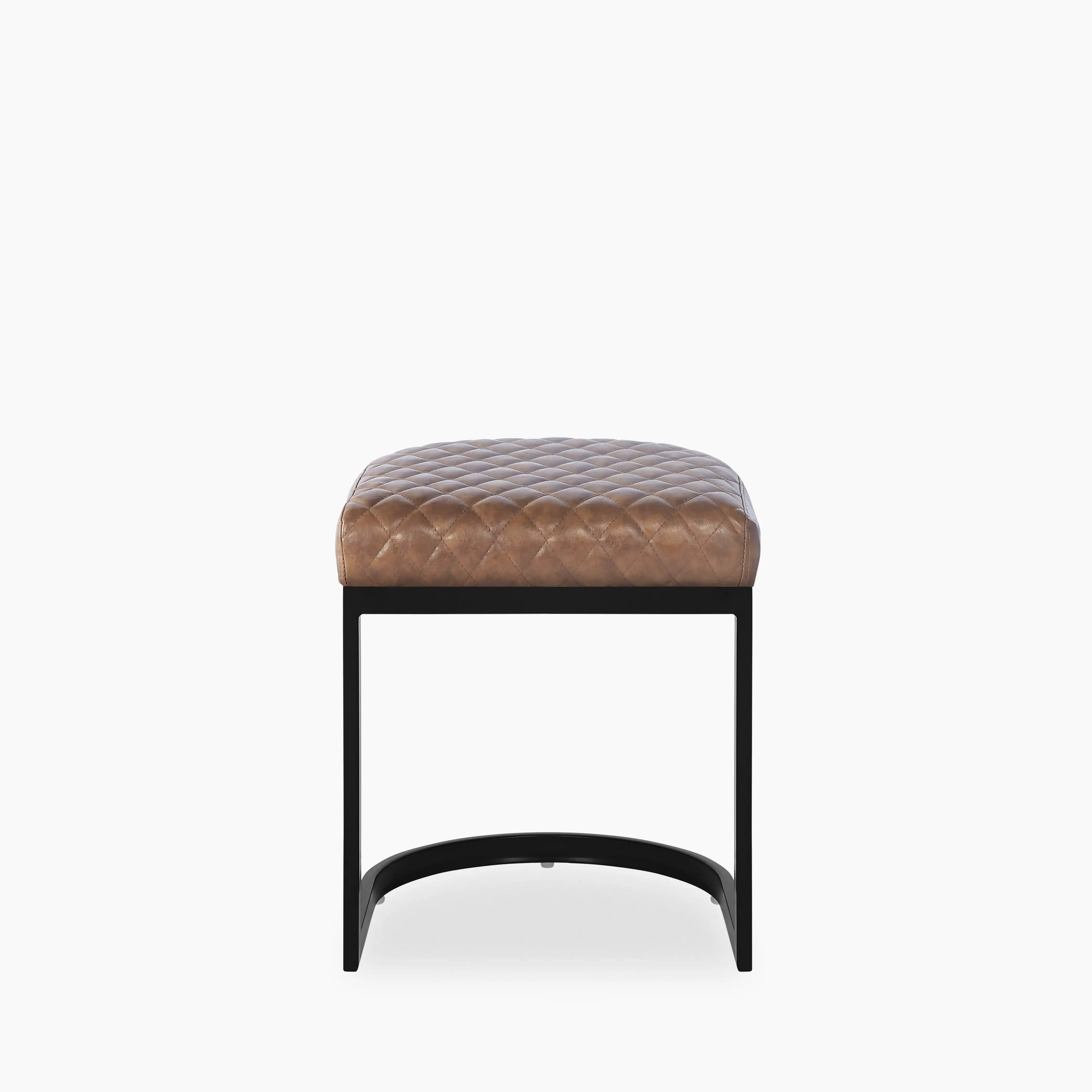 Matteo Low Stool | Vintage Tan Faux Leather - Image 3