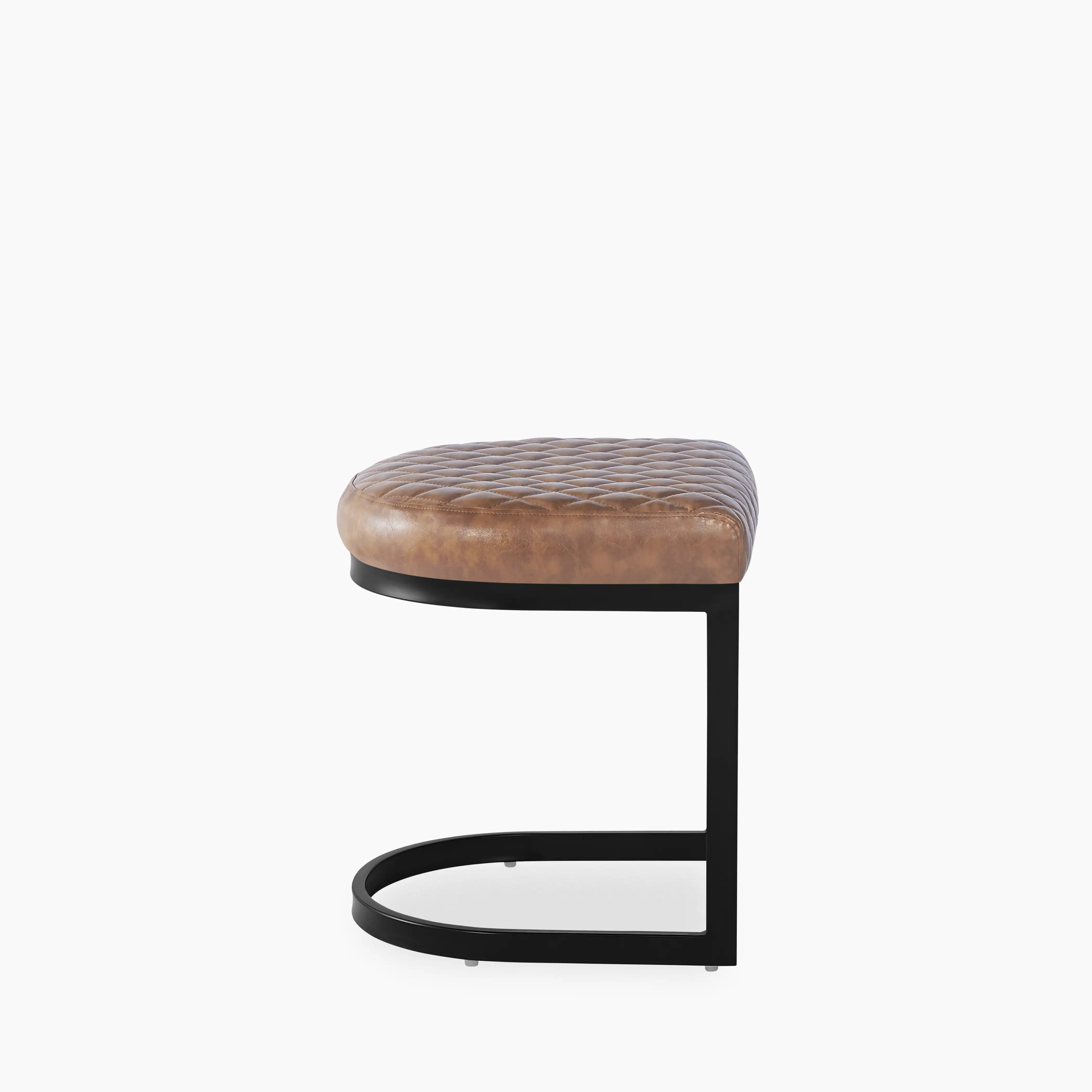 Matteo Low Stool | Vintage Tan Faux Leather - Image 5