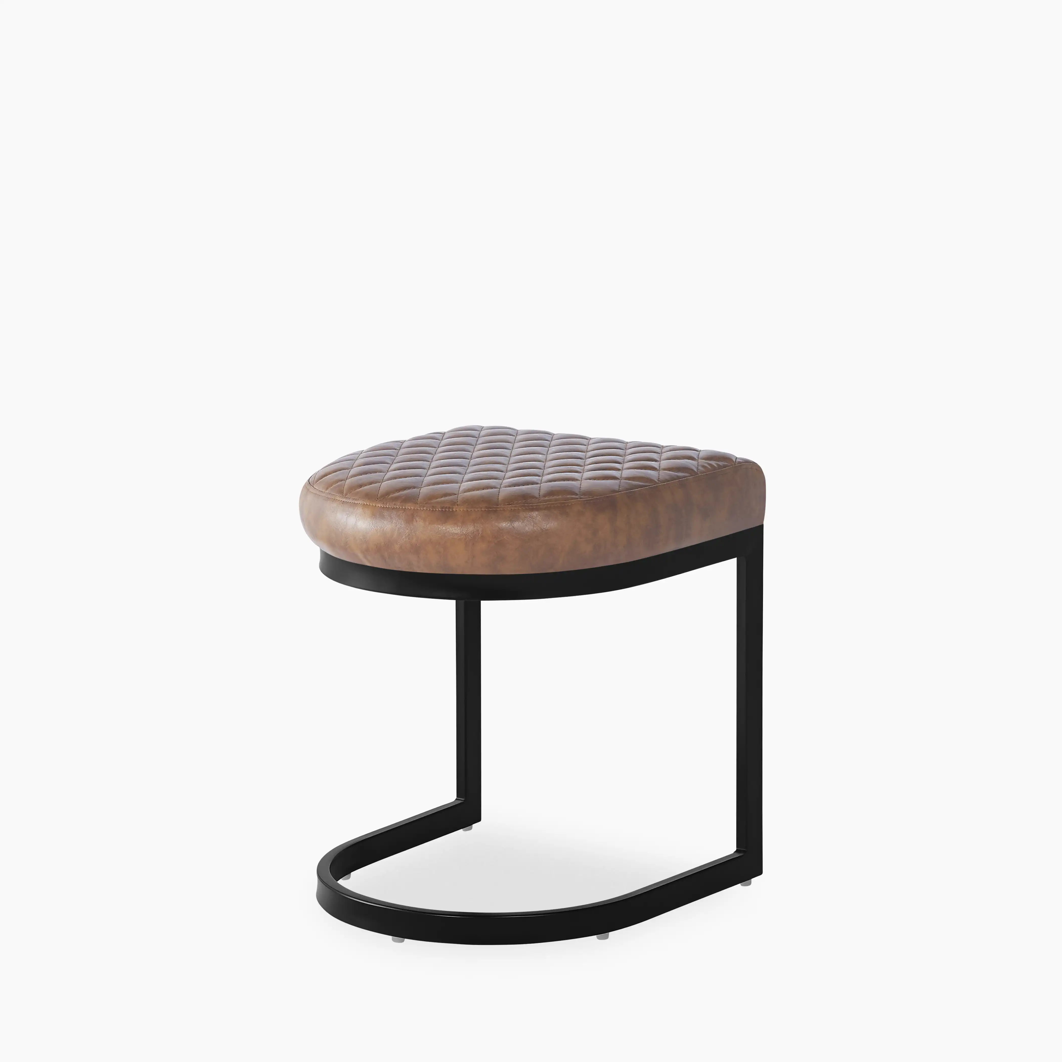 Matteo Low Stool | Vintage Tan Faux Leather - Image 6
