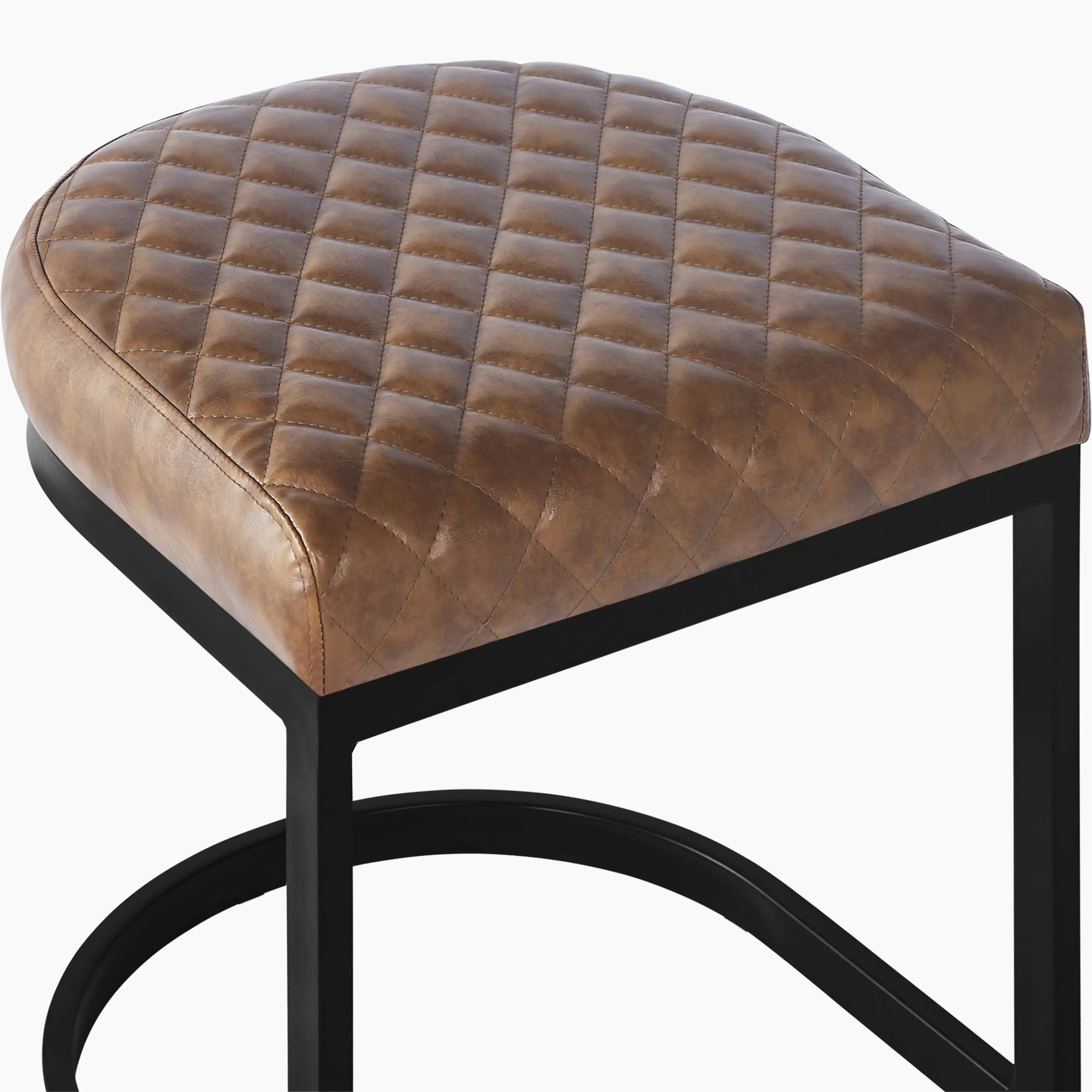 Matteo Low Stool | Vintage Tan Faux Leather - Image 7