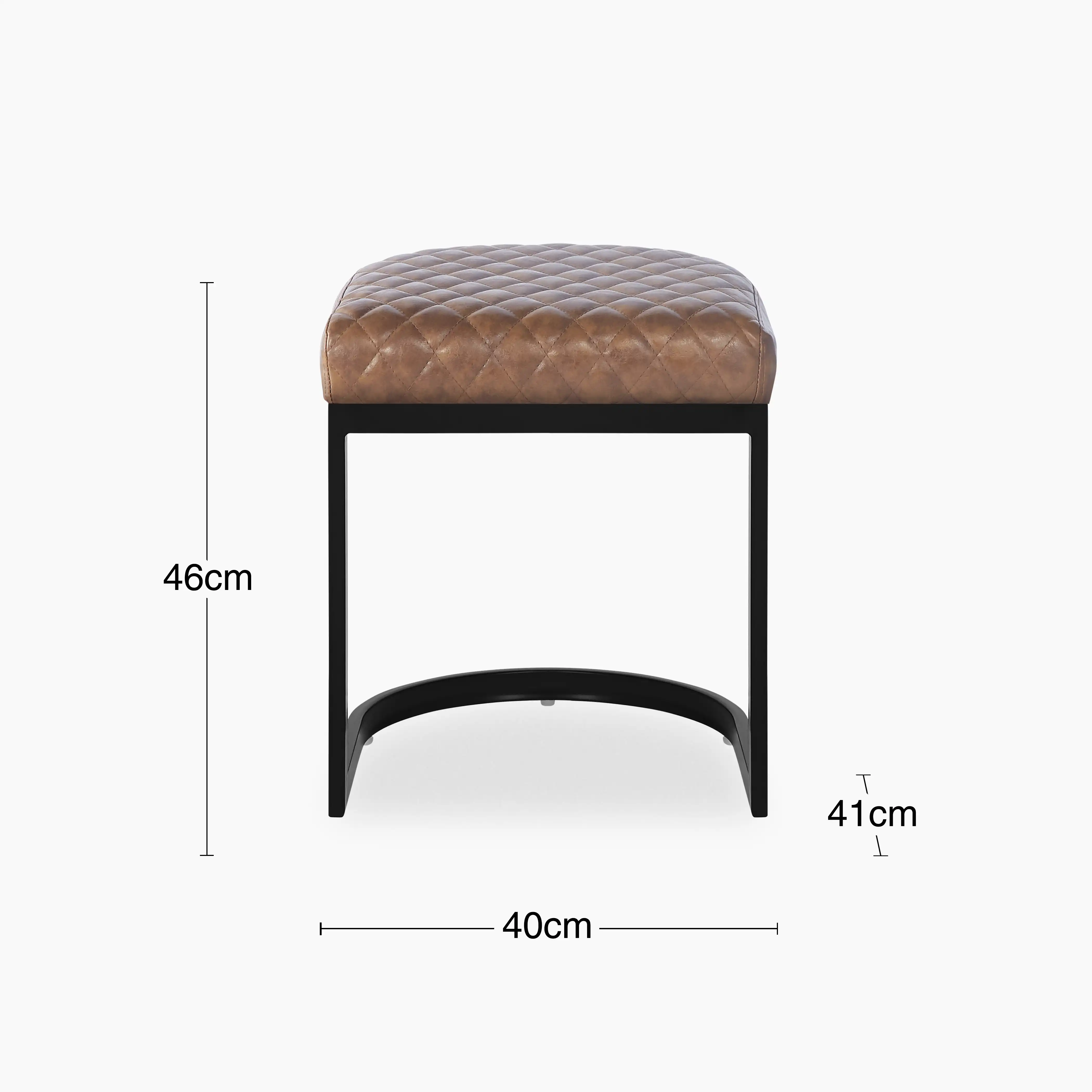 Matteo Low Stool | Vintage Tan Faux Leather - Image 8