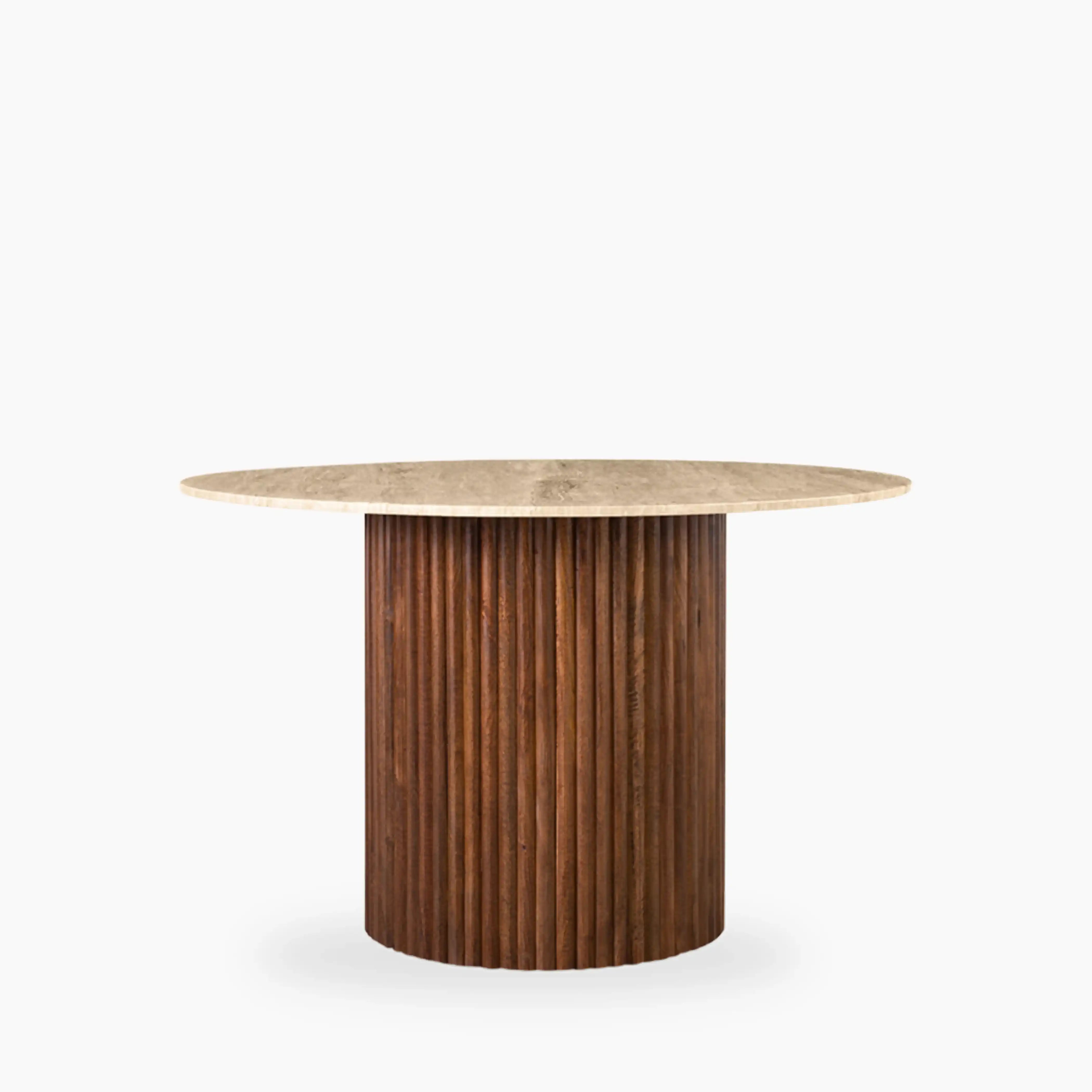 Medby & Ophelia 4 Seat Dining Set | Natural Travertine & Rust Sustainable Velvet - Image 5