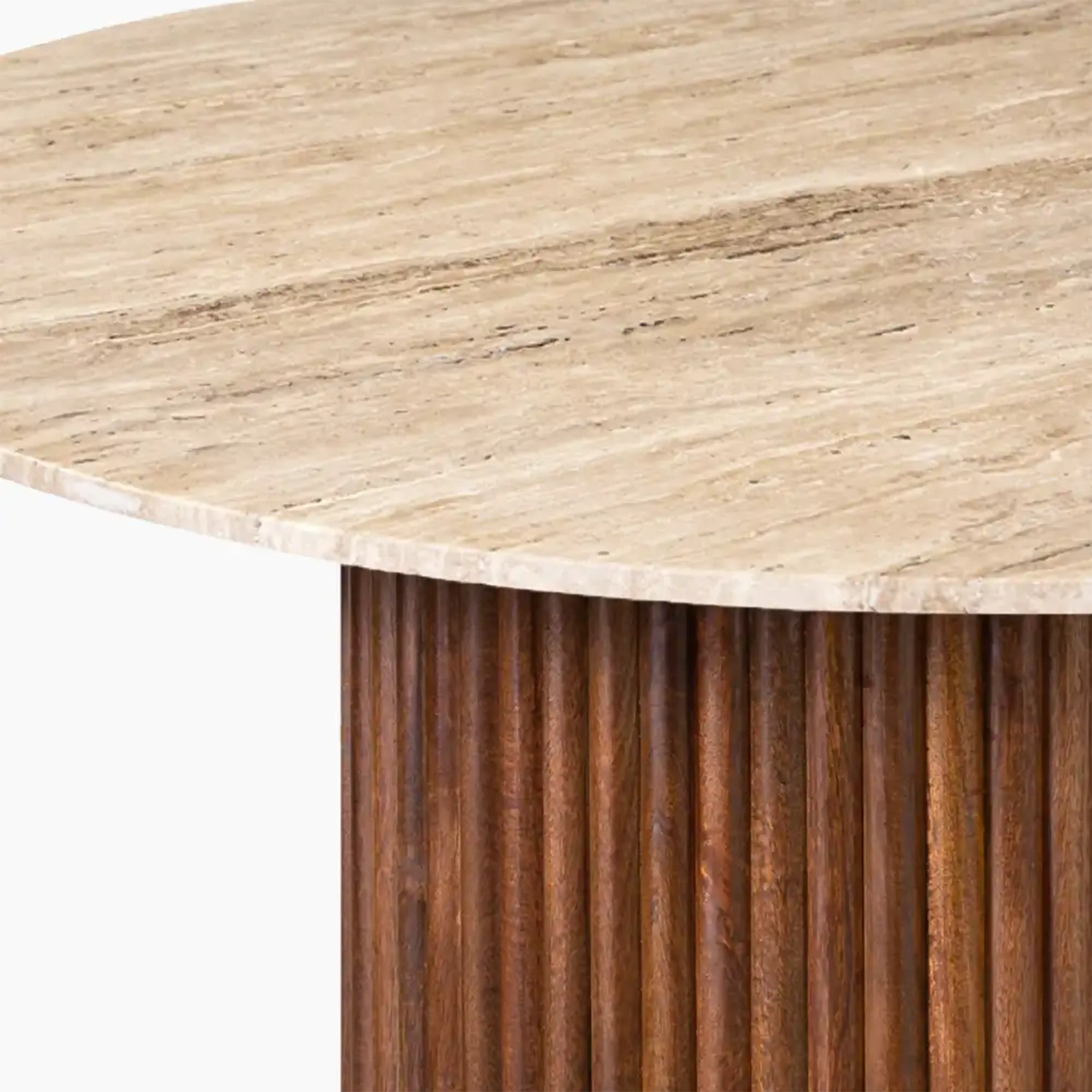 Medby & Ophelia 4 Seat Dining Set | Natural Travertine & Rust Sustainable Velvet - Image 6