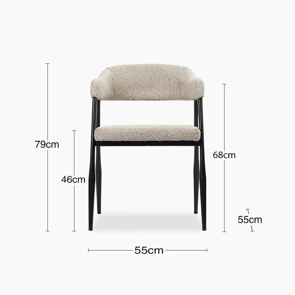 Medby & Presley 4 Seat Dining Set | Grey Marble & Speckled Stone Sustainable Boucle - Image 5