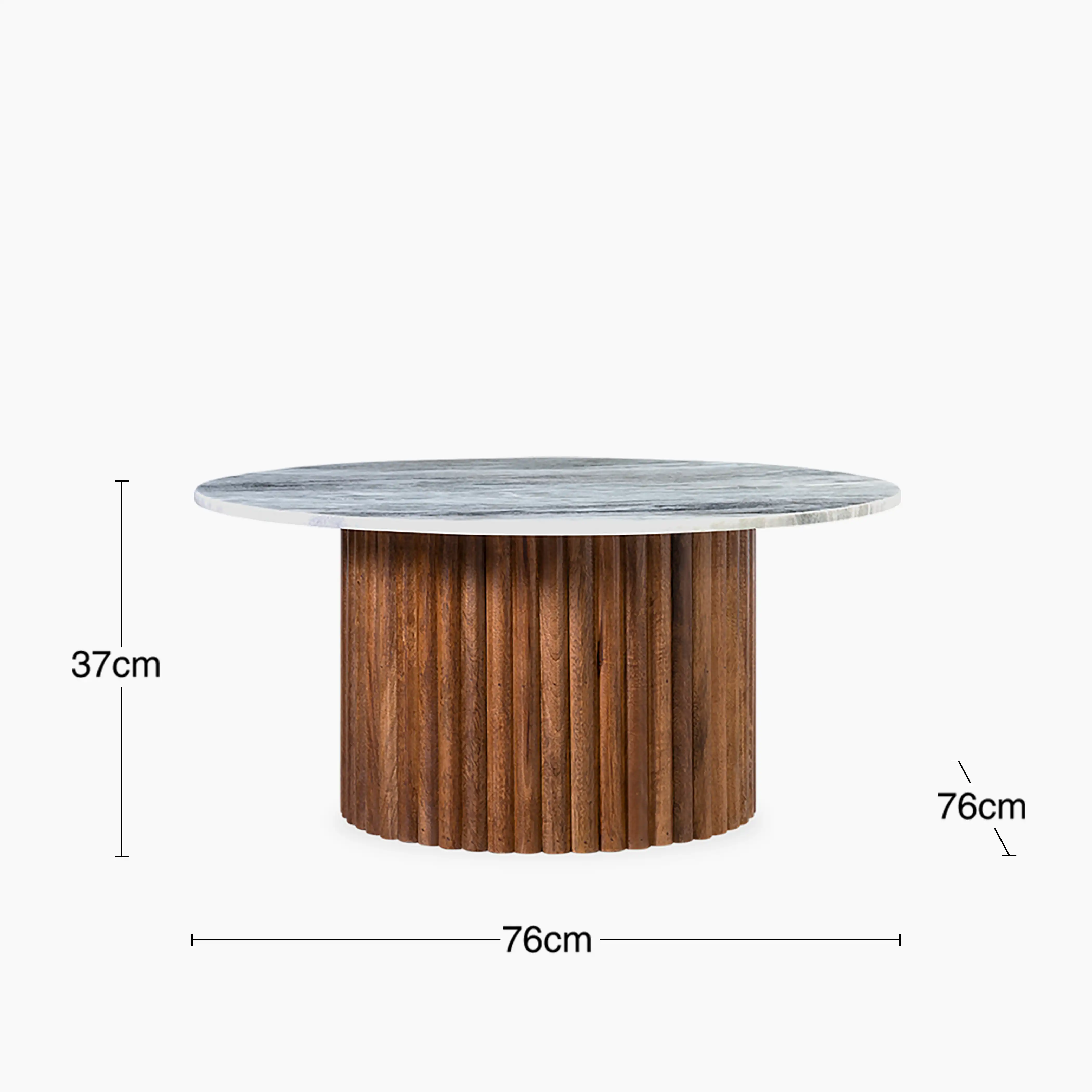 Medby Round Coffee Table | Grey Marble & Walnut - Image 4
