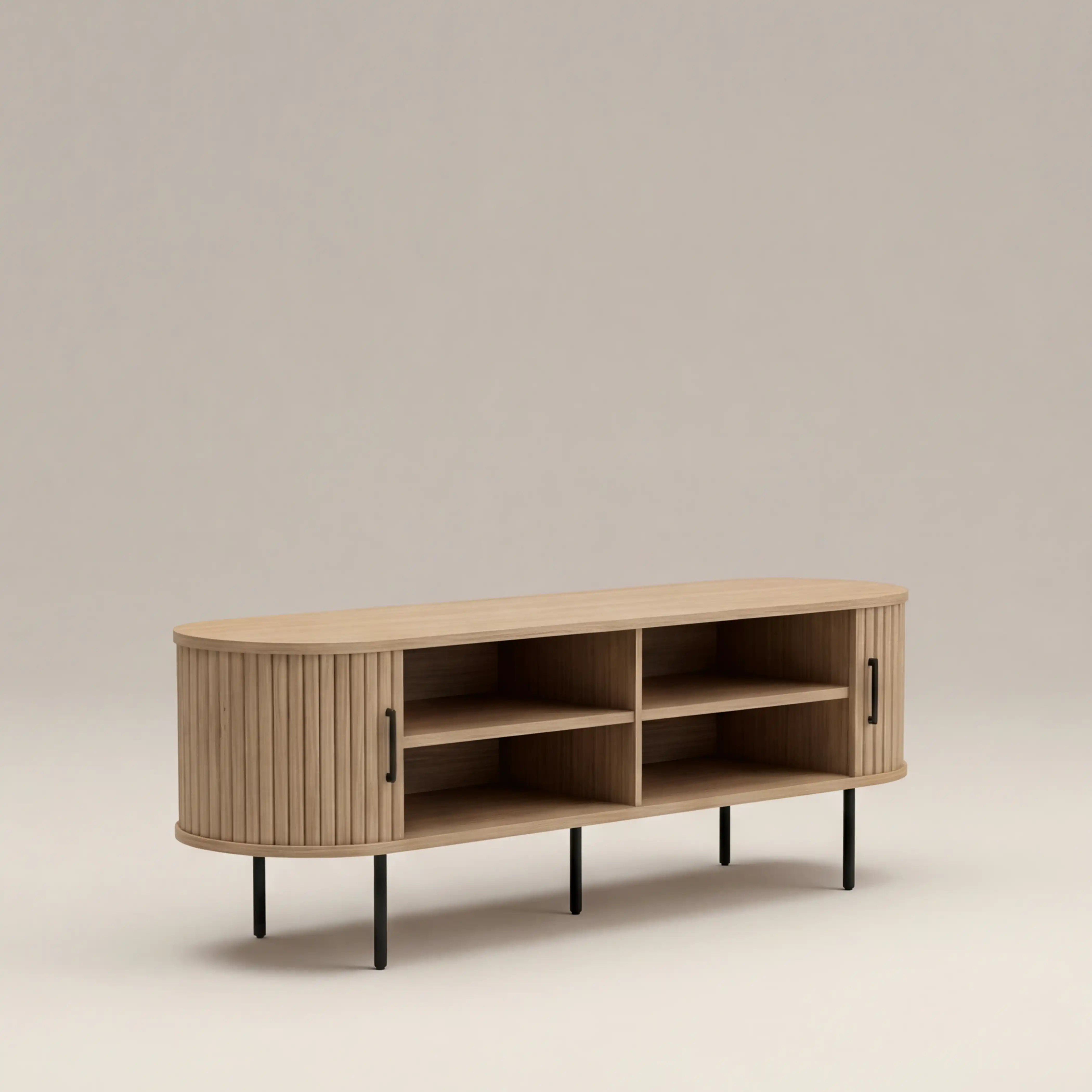 Mika Large Wooden TV Stand | Oak & Black - Image 3