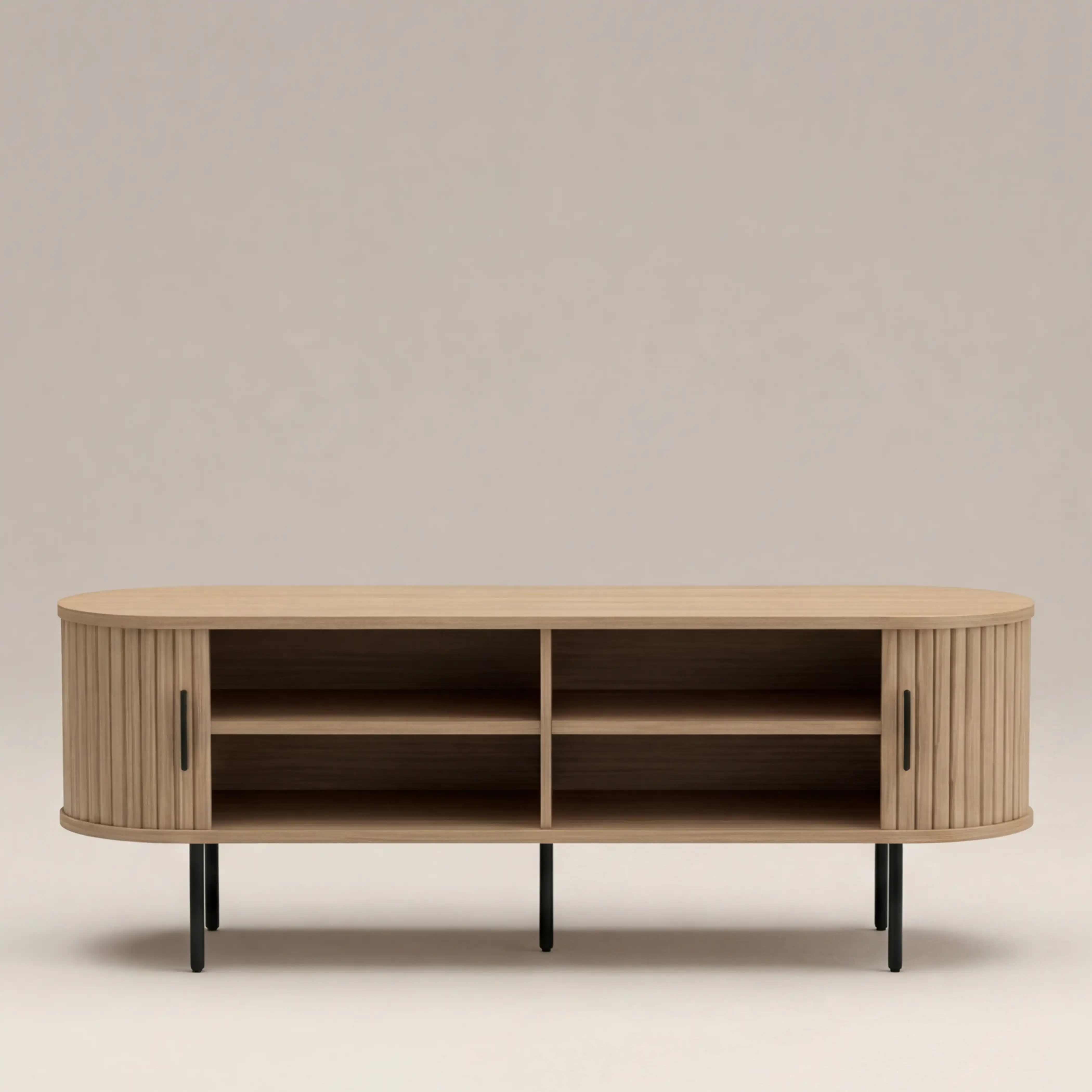 Mika Large Wooden TV Stand | Oak & Black - Image 4