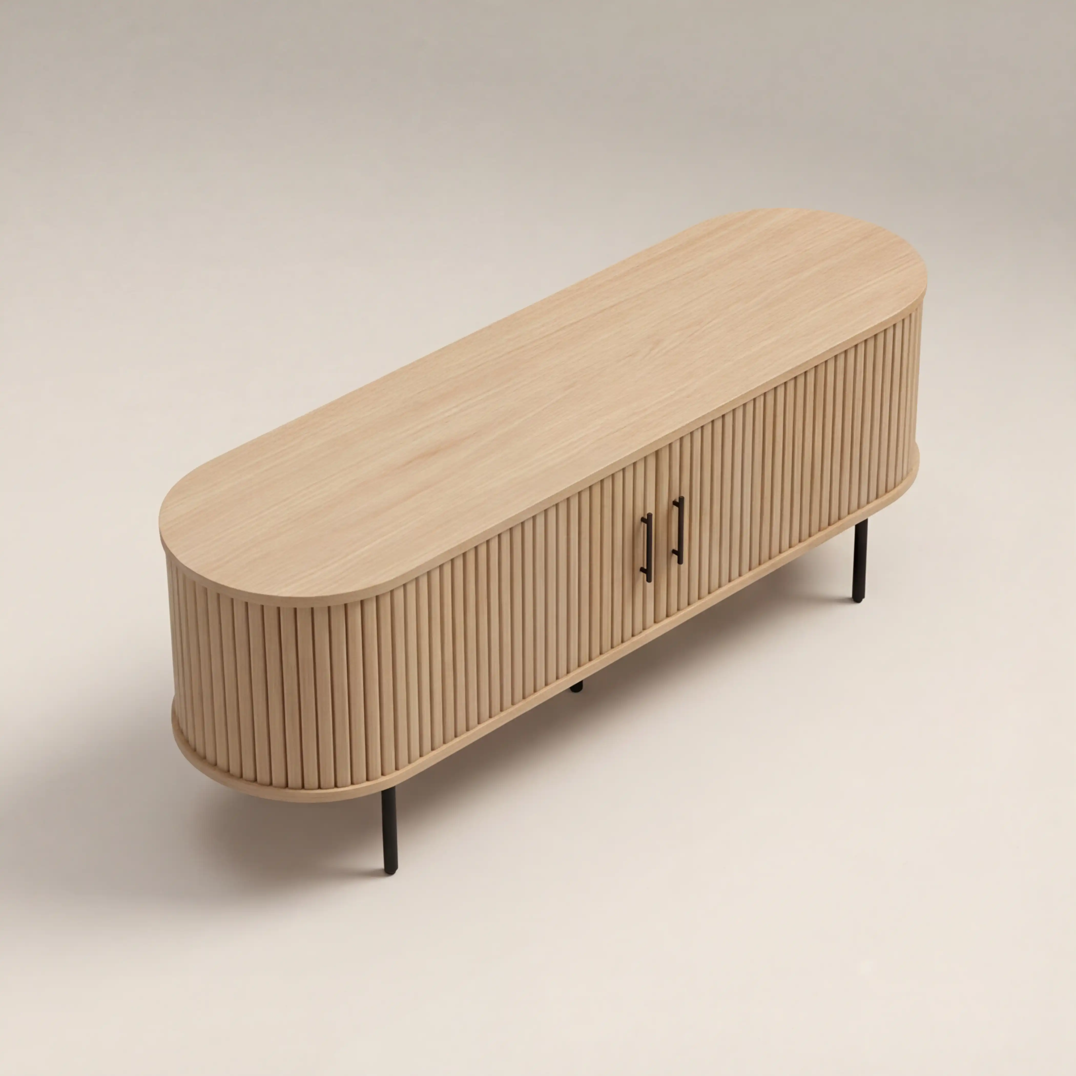 Mika Large Wooden TV Stand | Oak & Black - Image 6